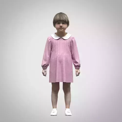 Girls Pan Collar Dress Low-poly 3D model