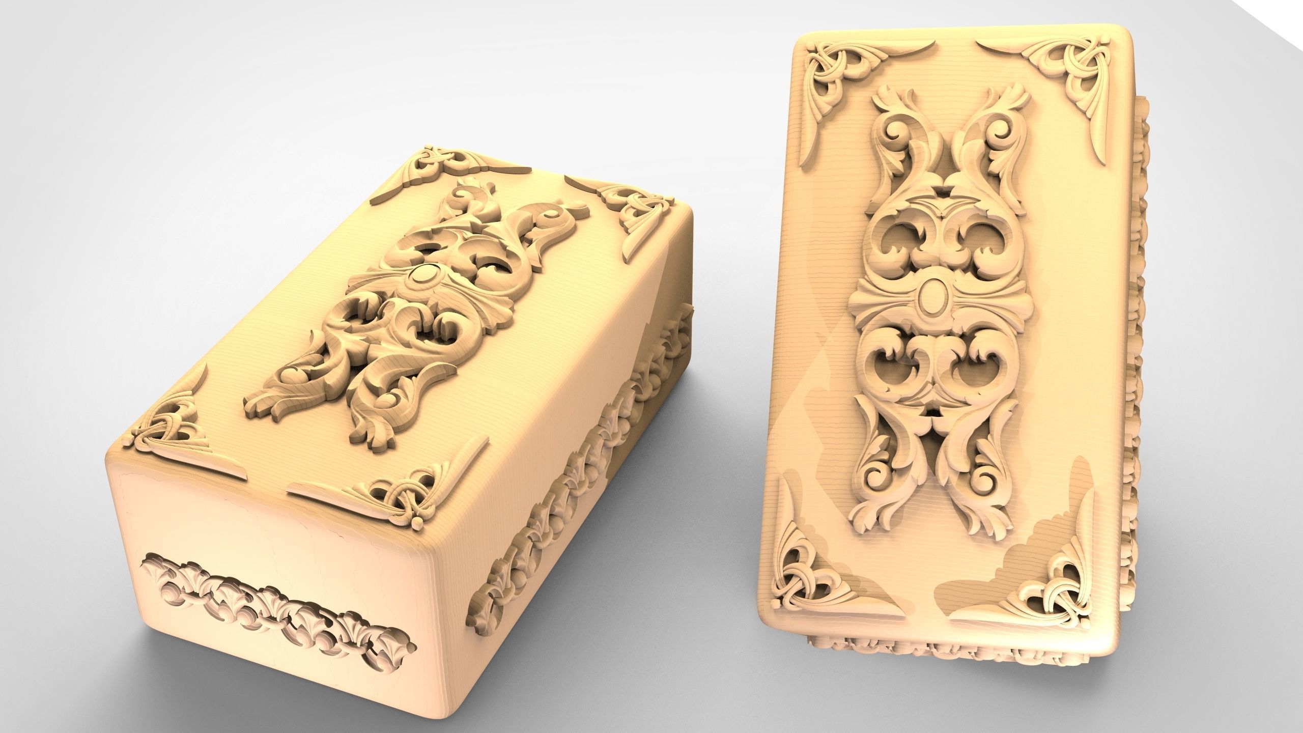 Stone and wooden jewelry box 3D print model_2