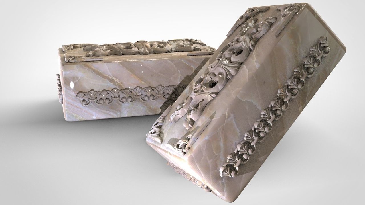 Stone and wooden jewelry box 3D print model_1