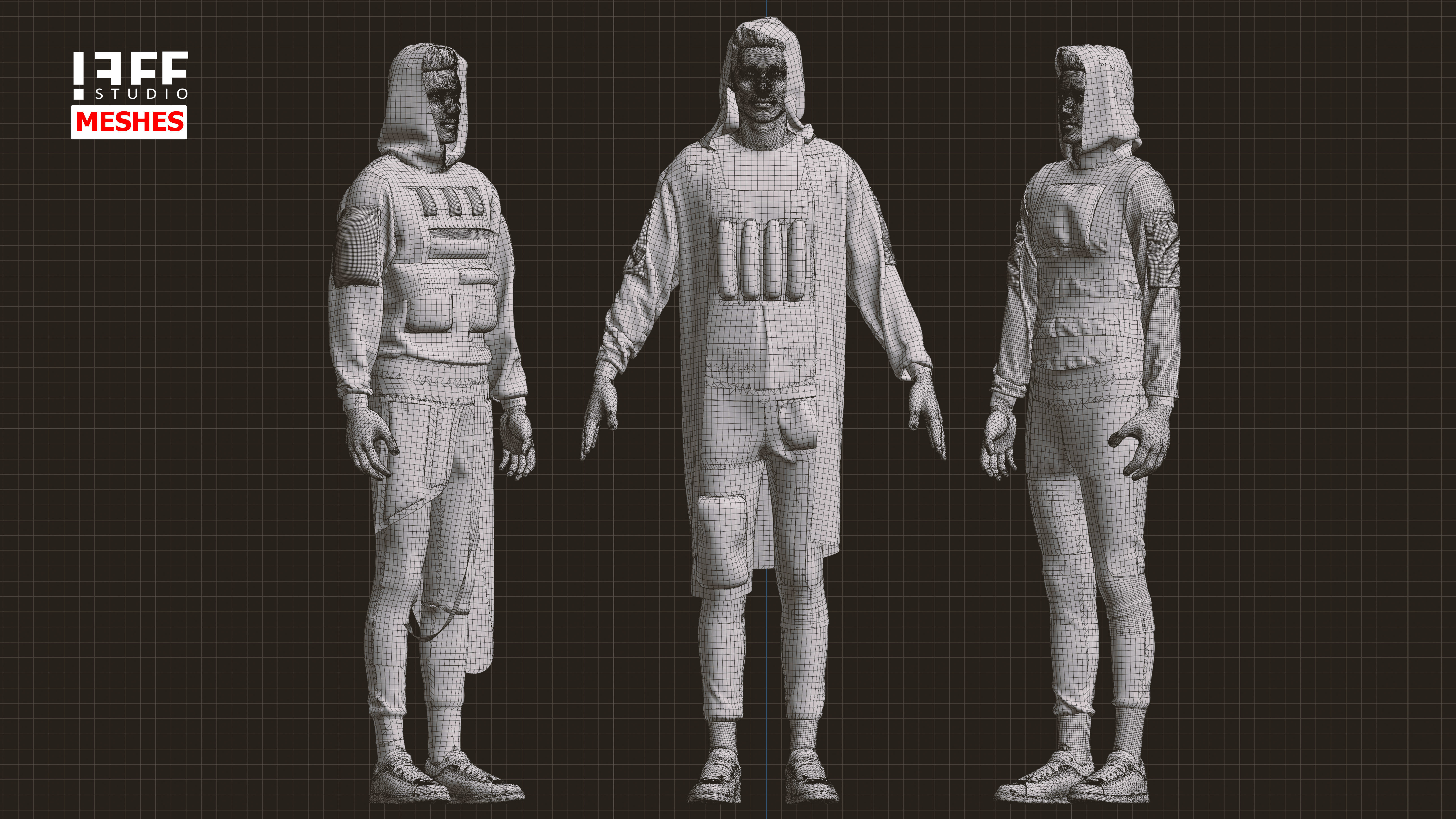 3 TACTICAL ARMY UNIFORMS Marvelous Designer and obj Low-poly 3D model_5