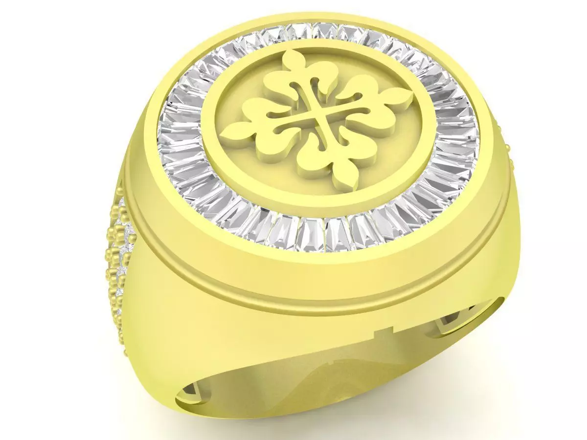 Elegant Compass Round Signet Ring for Men 3728 3D print model