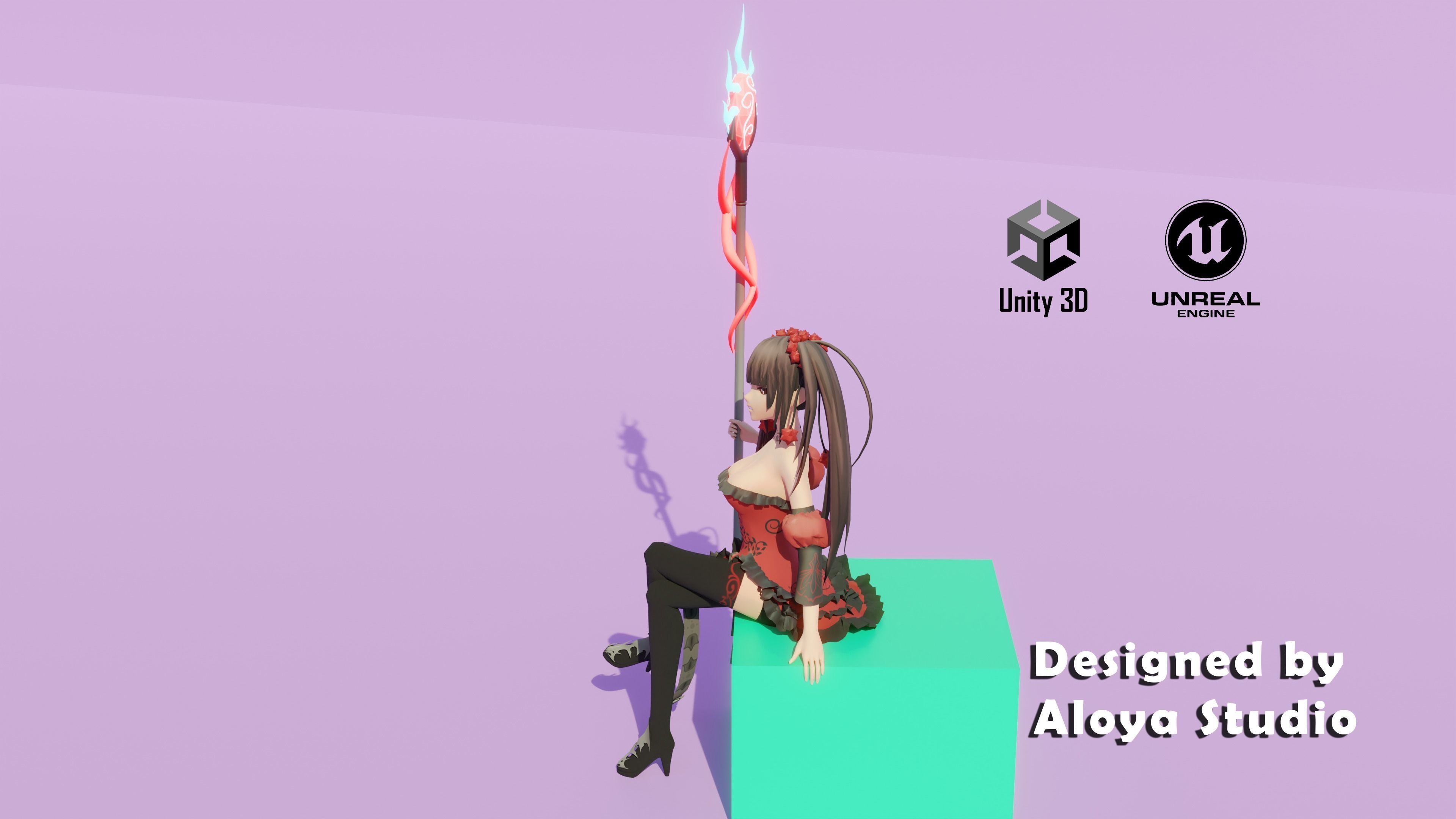 Anime Female Magical Fantasy - Ready to Unity - Unreal Engine Low-poly 3D model_10