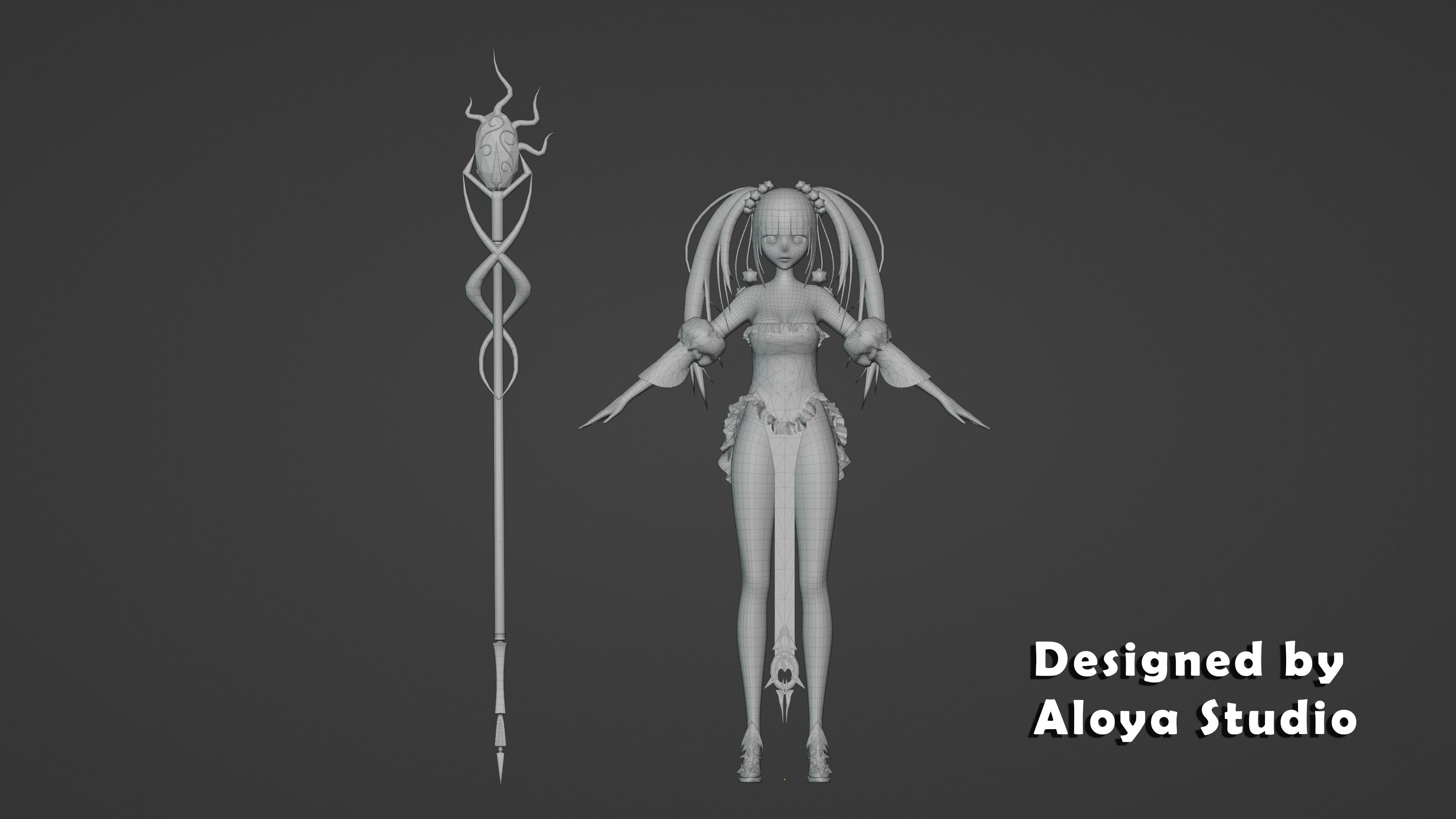 Anime Female Magical Fantasy - Ready to Unity - Unreal Engine Low-poly 3D model_17