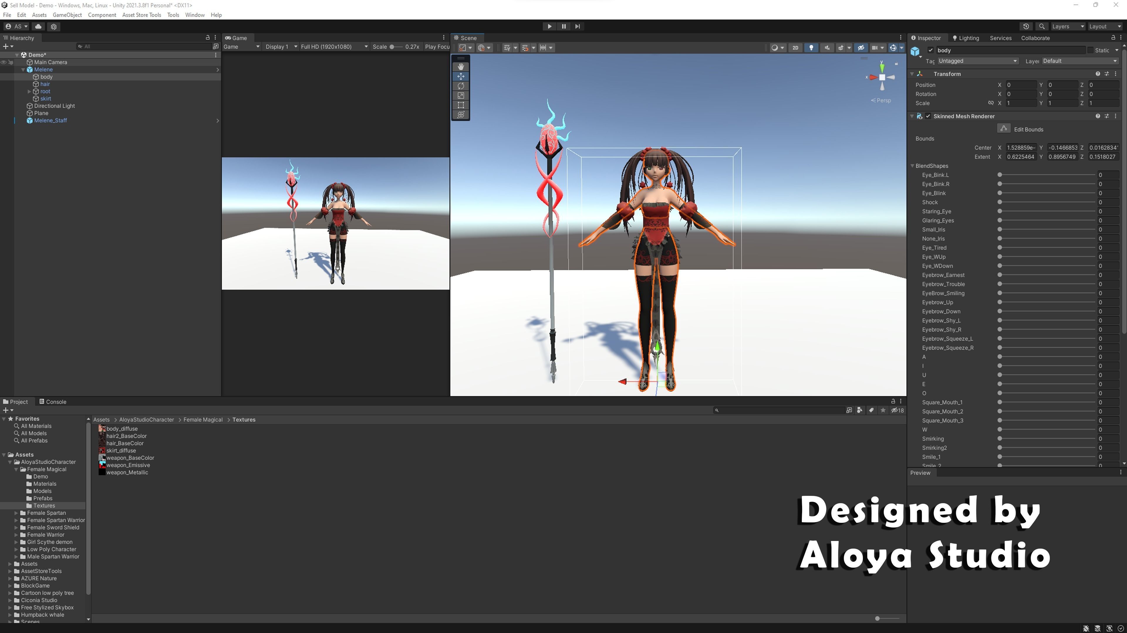 Anime Female Magical Fantasy - Ready to Unity - Unreal Engine Low-poly 3D model_14