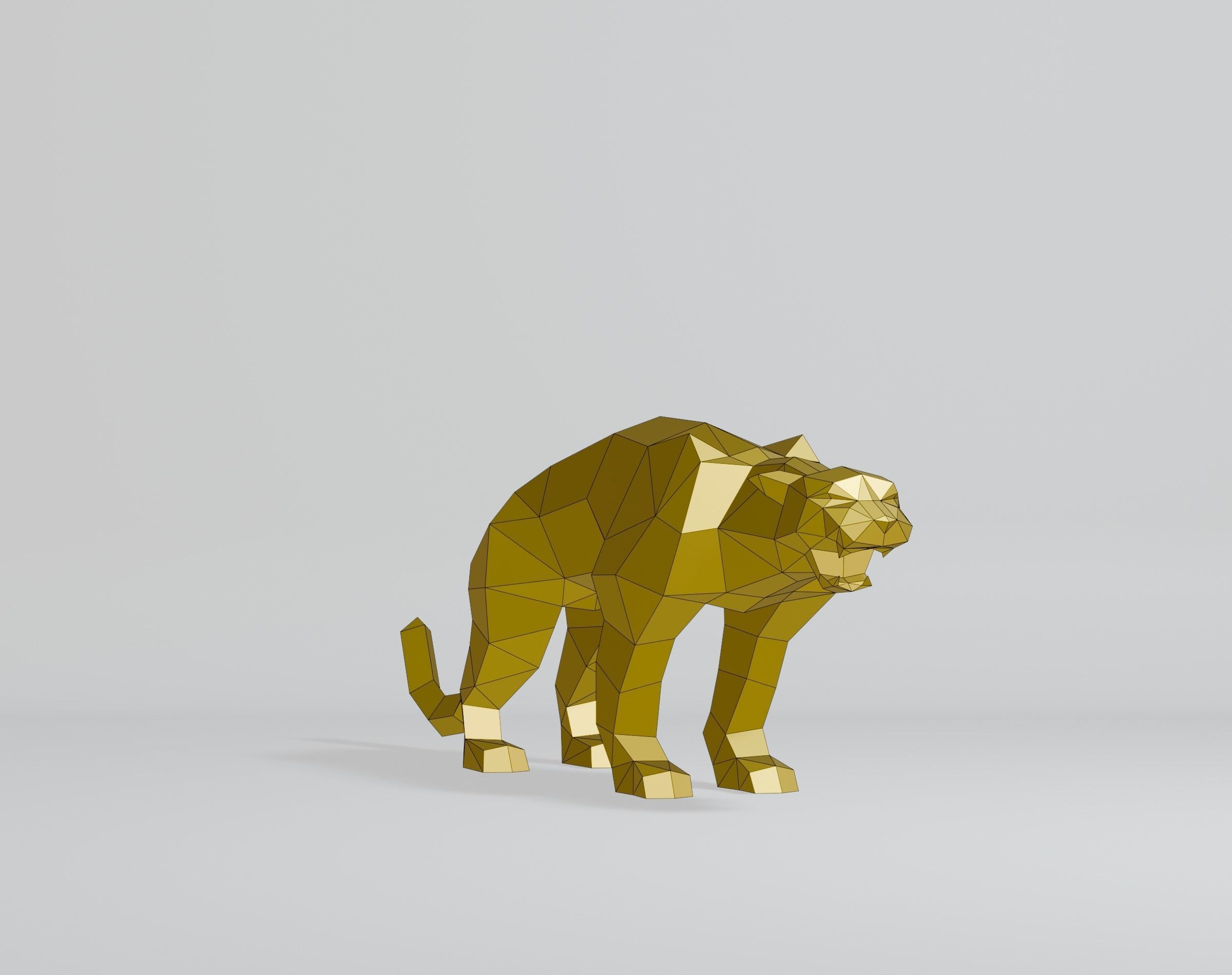 Polygonal Cougar Low-poly 3D model_3