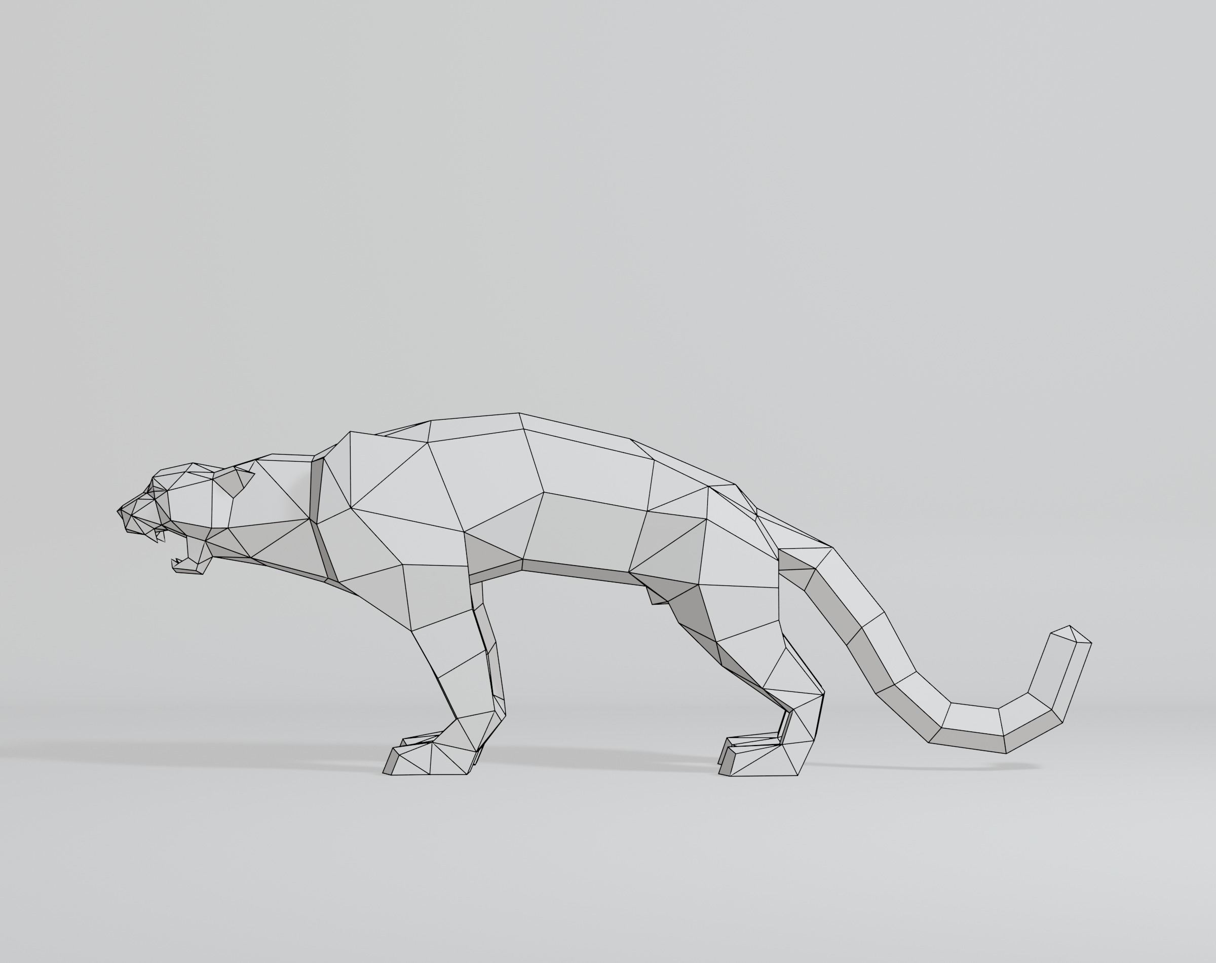 Polygonal Cougar Low-poly 3D model_12