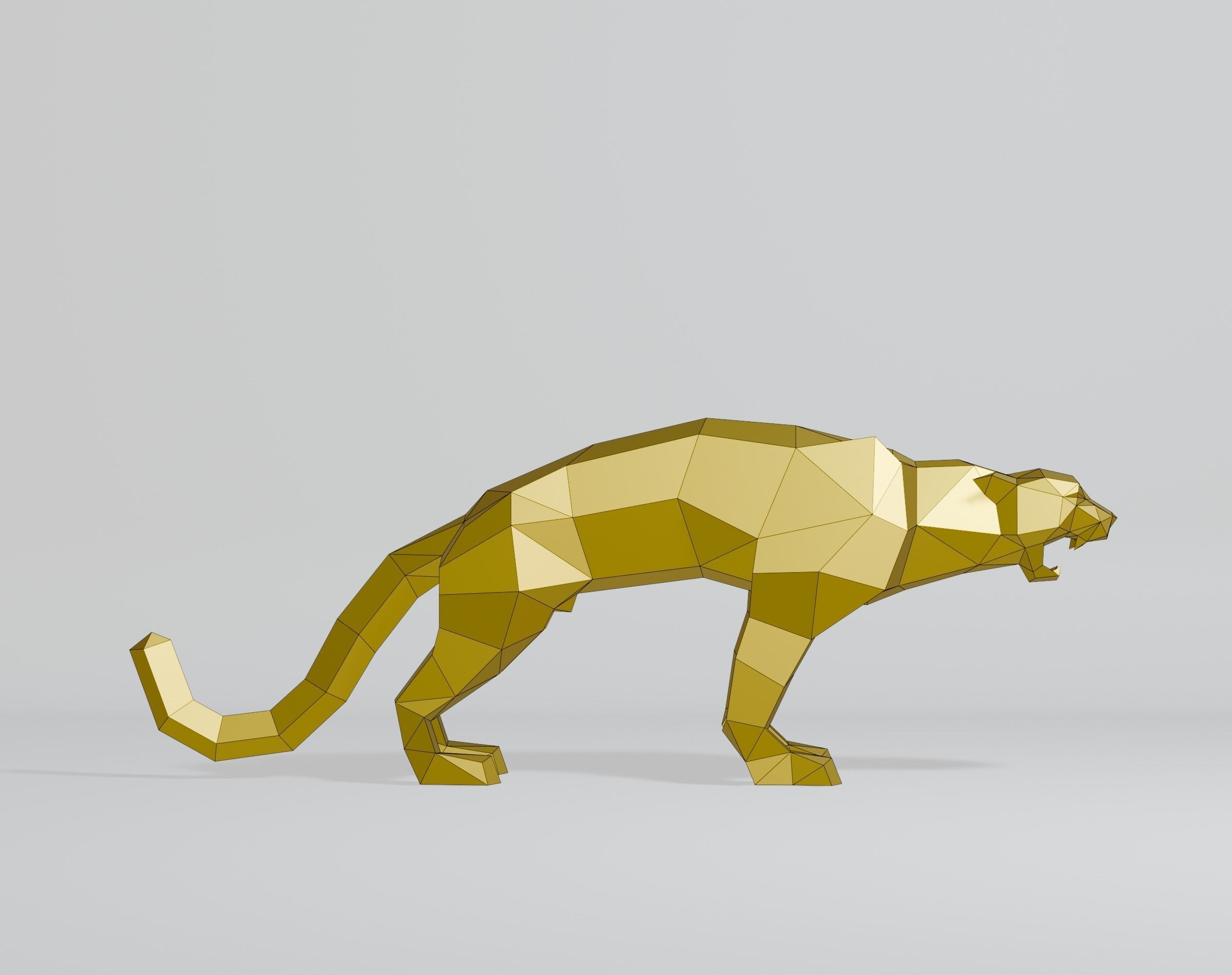 Polygonal Cougar Low-poly 3D model_5