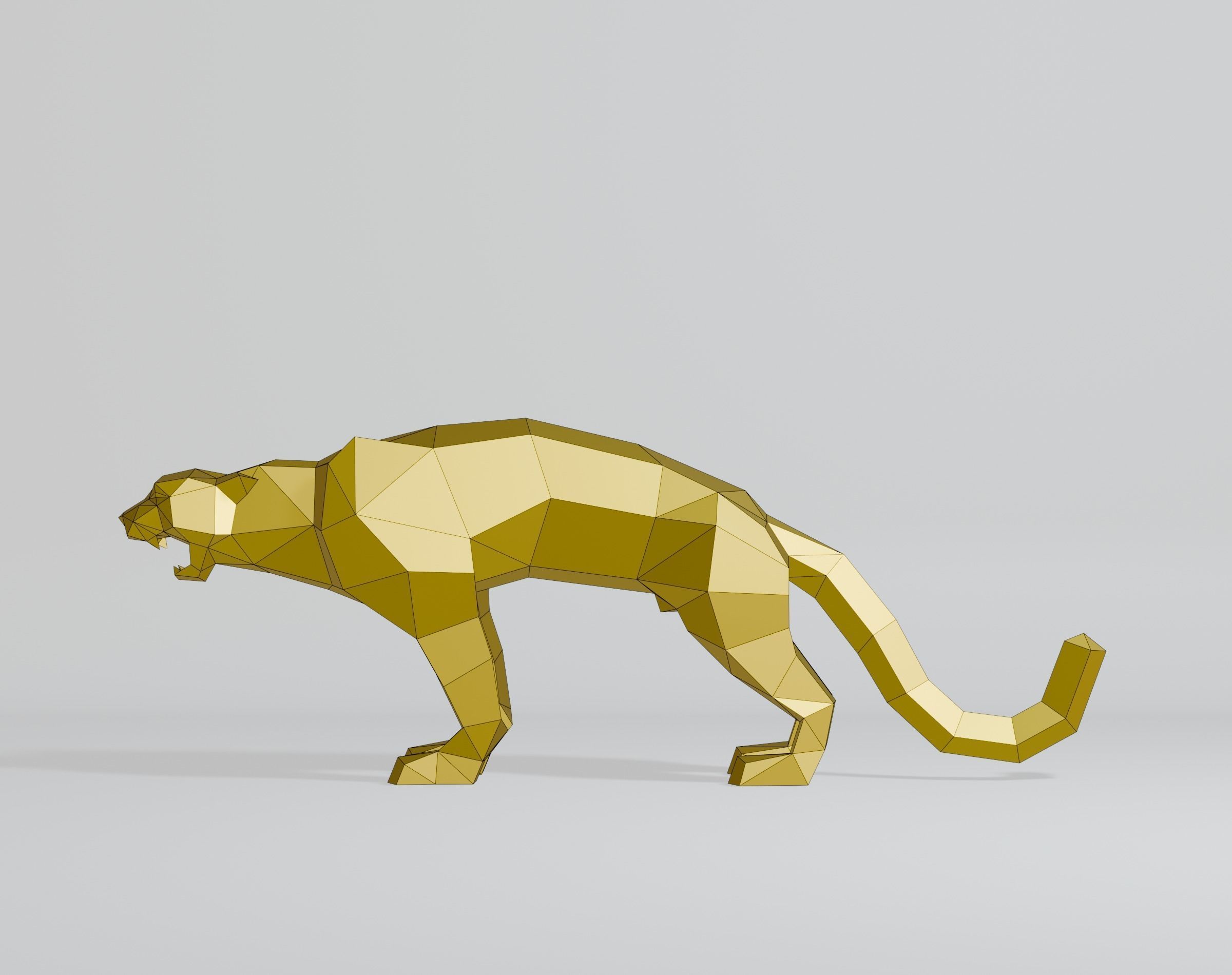 Polygonal Cougar Low-poly 3D model_11