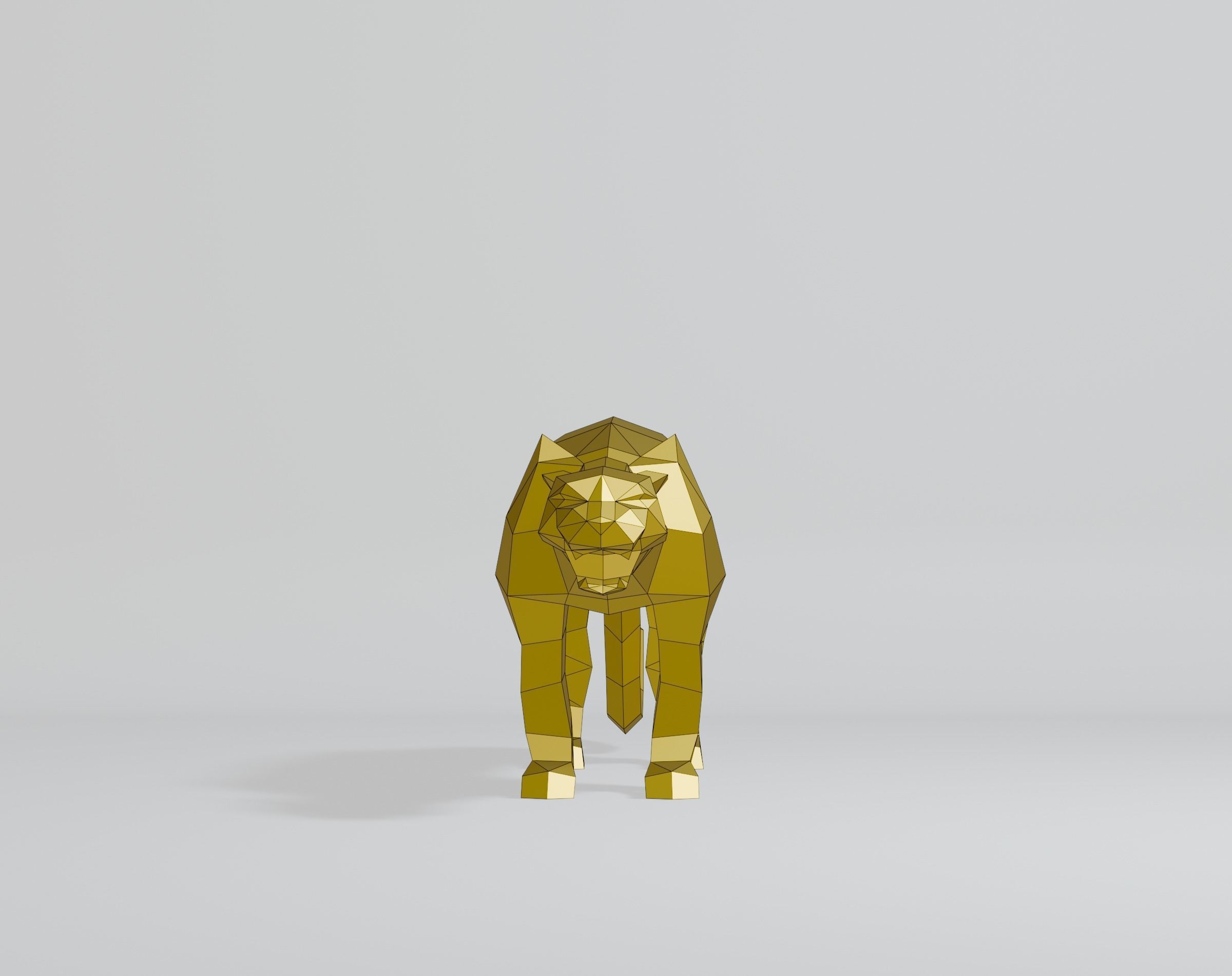 Polygonal Cougar Low-poly 3D model_2