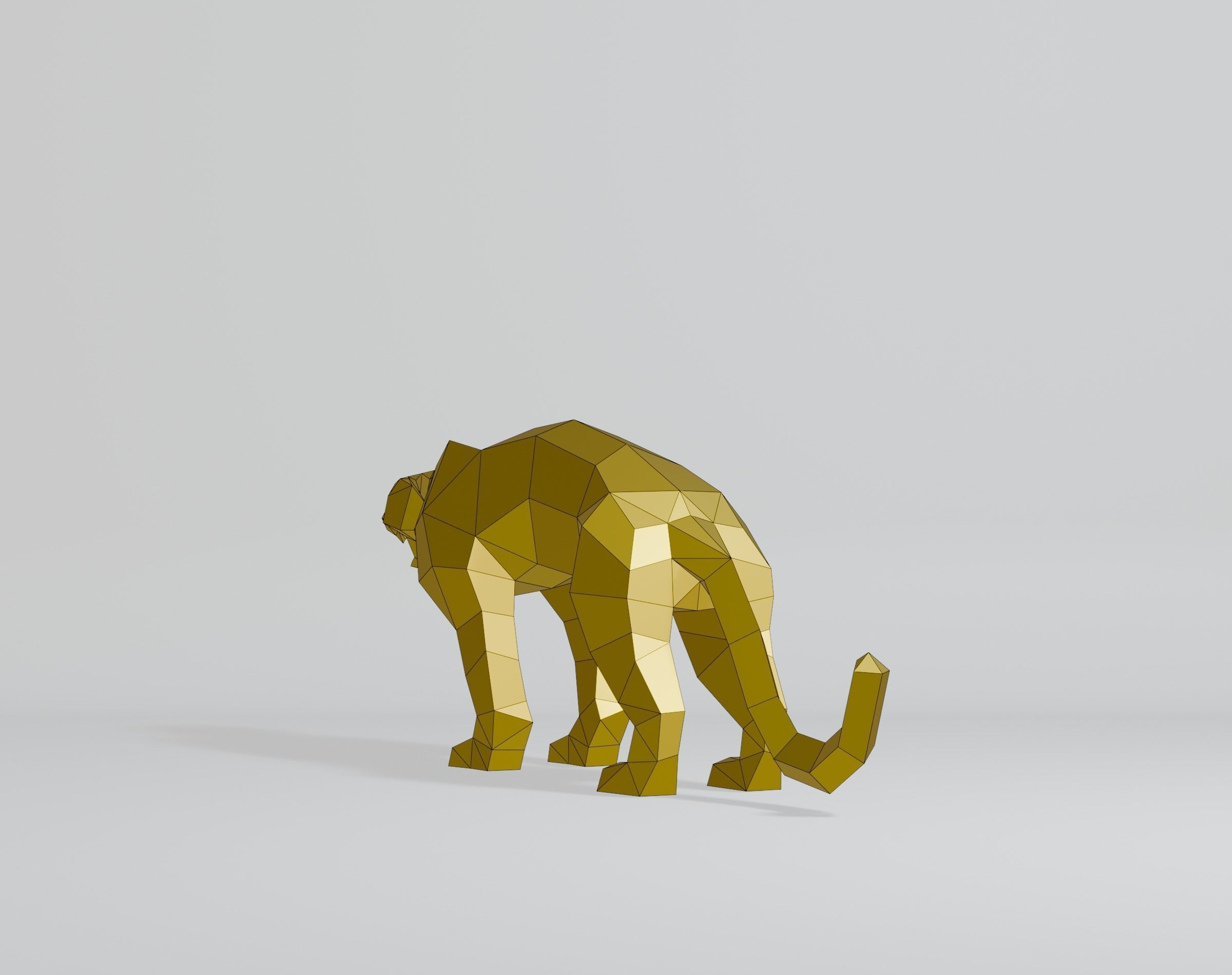 Polygonal Cougar Low-poly 3D model_9