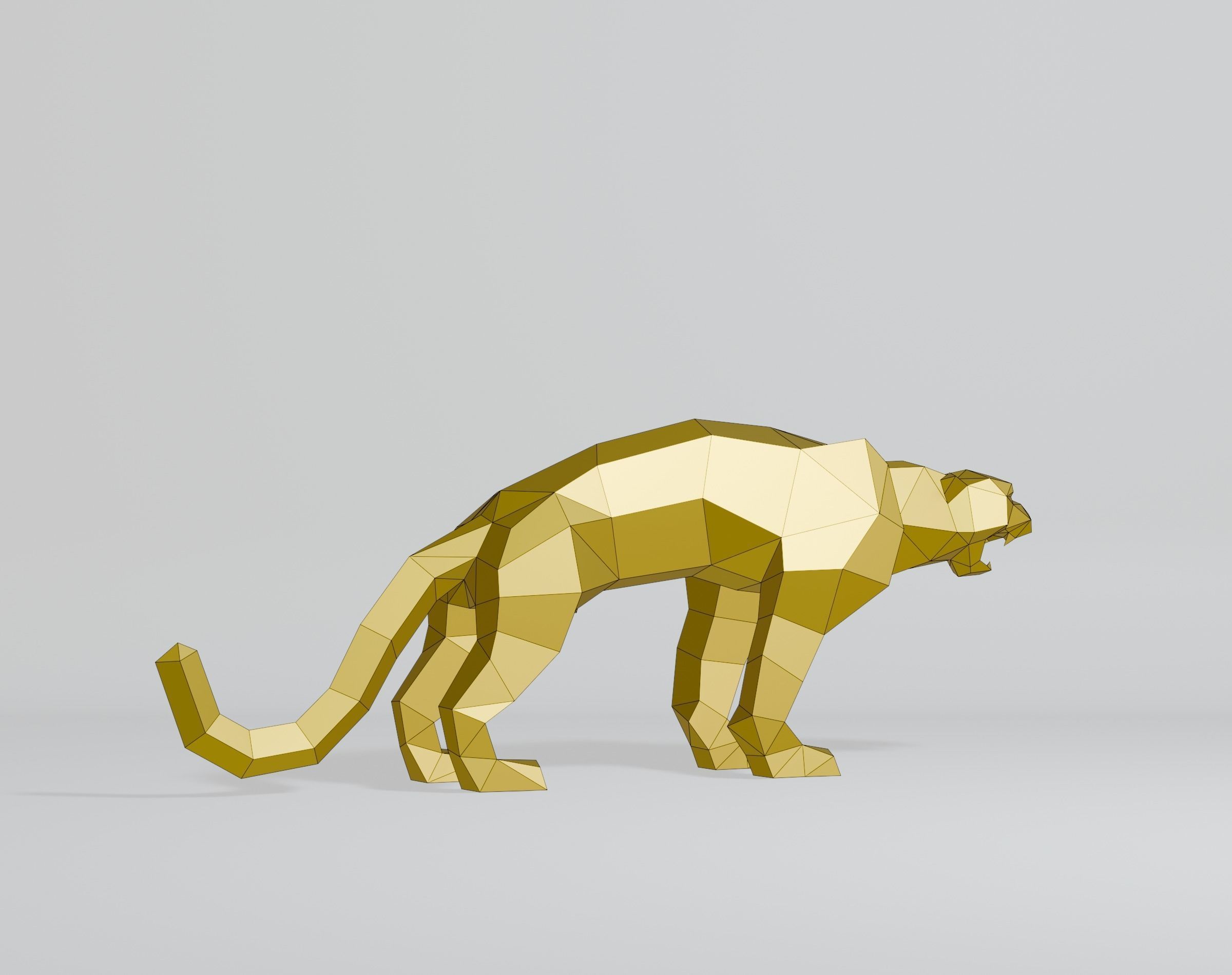 Polygonal Cougar Low-poly 3D model_6