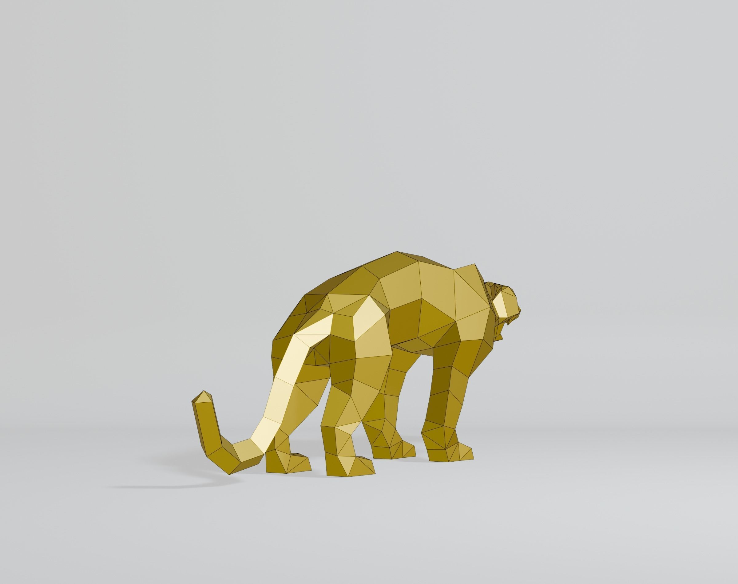 Polygonal Cougar Low-poly 3D model_7