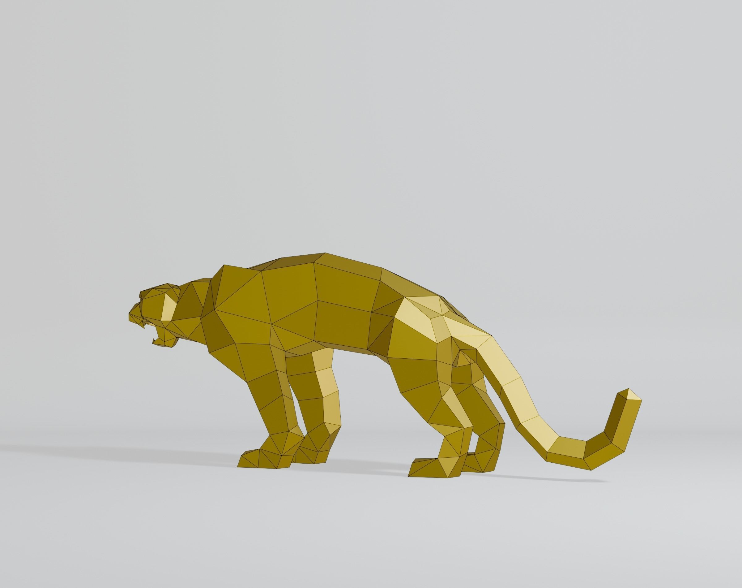 Polygonal Cougar Low-poly 3D model_10