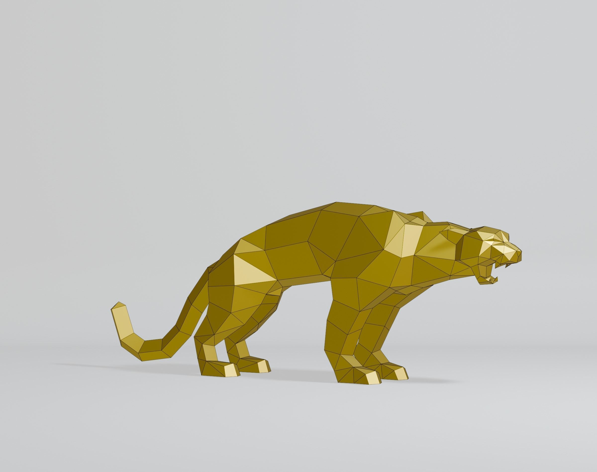 Polygonal Cougar Low-poly 3D model_4