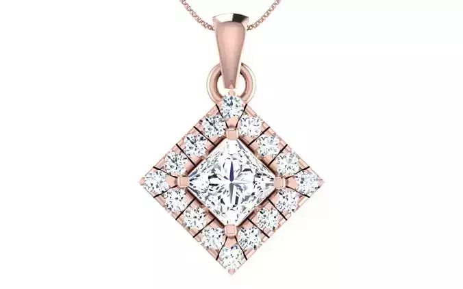 Solitaire Women Pendant 3dm STL OBJ FBX Render Details 3D print model