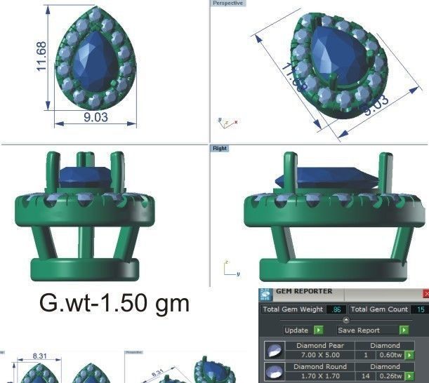 Solitaire Women Pendant 3dm STL OBJ FBX Render Details 3D print model_23
