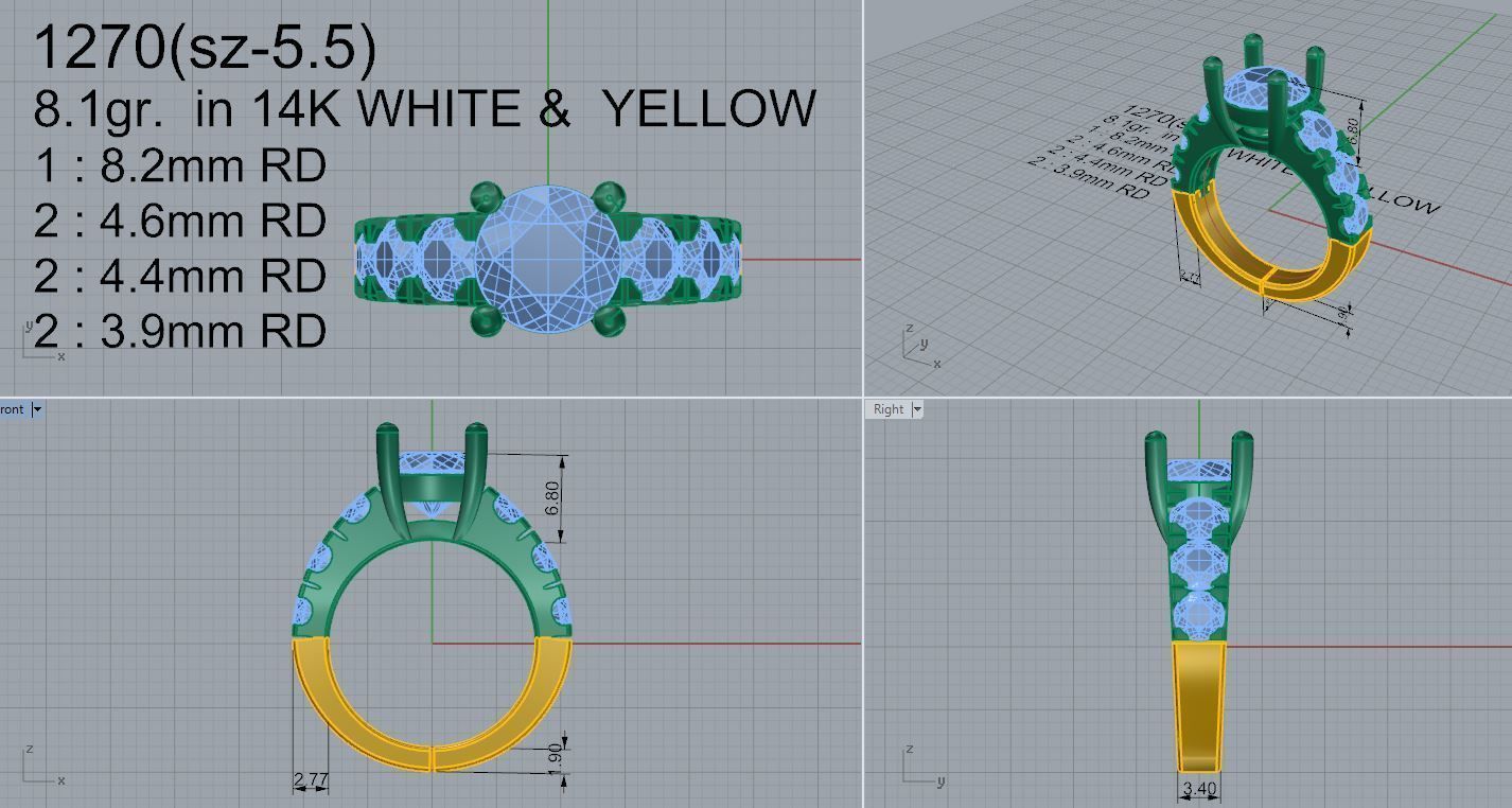 Engagement Diamond Ring 1270 3D print model_4
