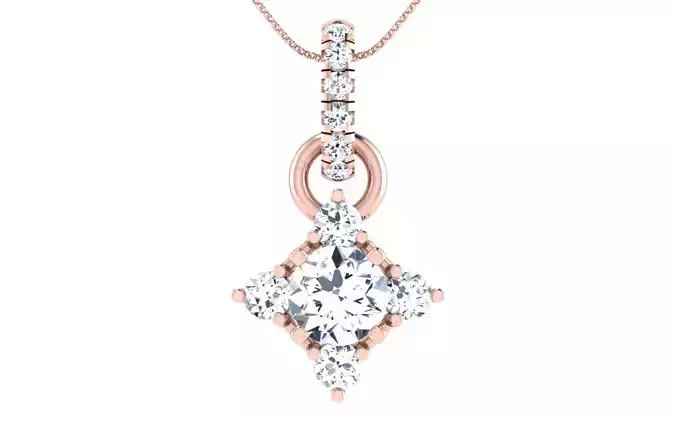 Solitaire Women Pendant 3dm STL OBJ FBX Render Details 3D print model