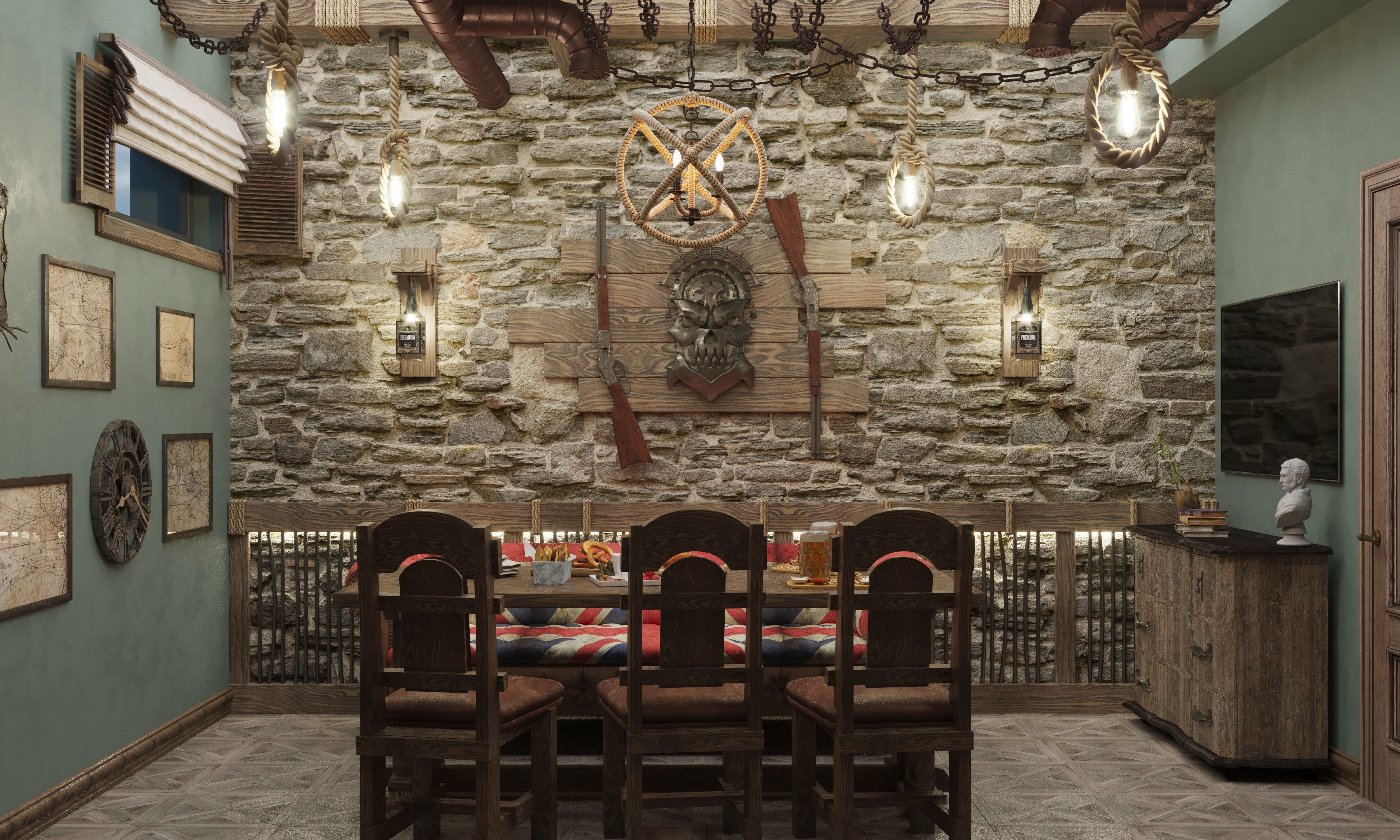 Pub restaurant cabinet Low-poly 3D model_2