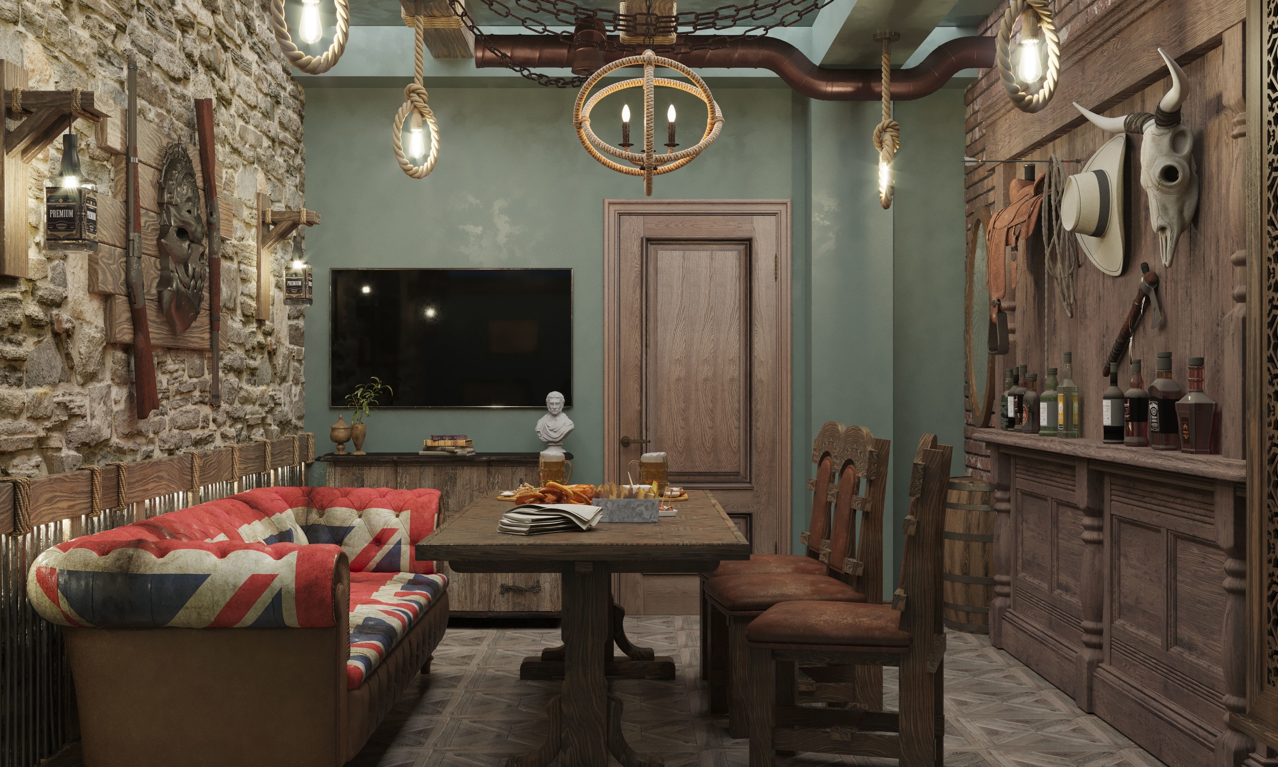 Pub restaurant cabinet Low-poly 3D model_1