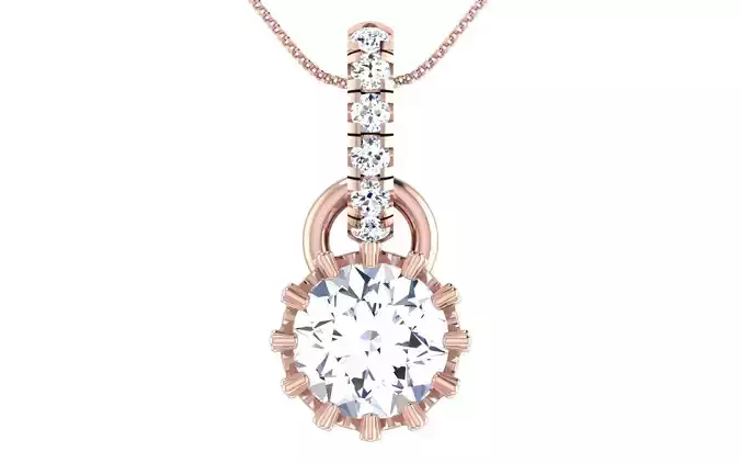 Solitaire Women Pendant 3dm STL OBJ FBX Render Details 3D print model