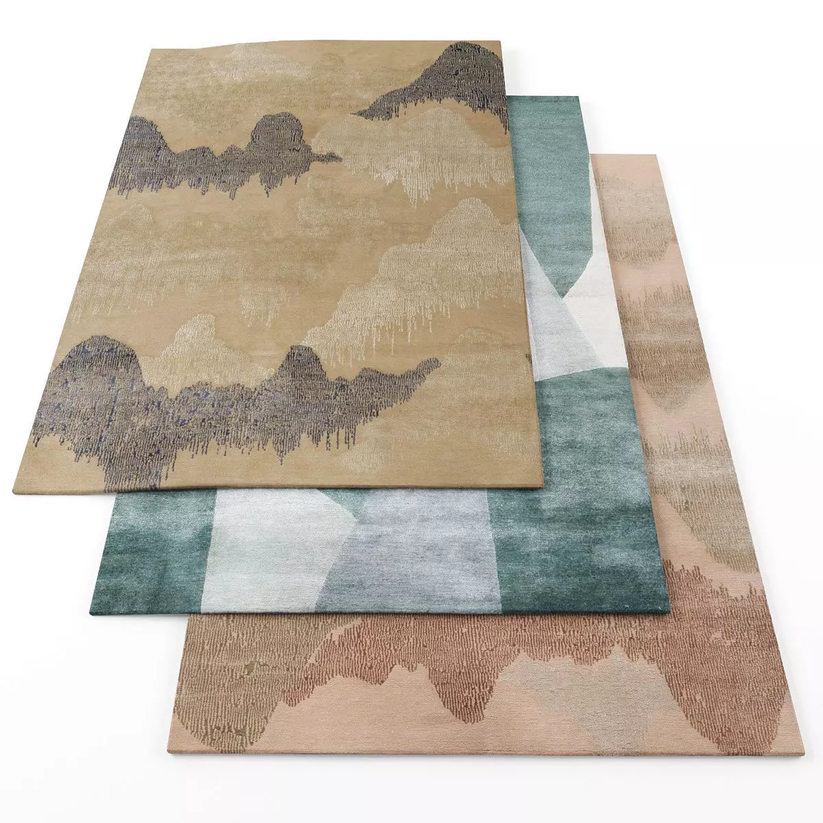Rugs-1307 three rugs Low-poly 3D model_0