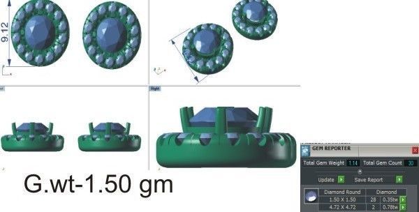 Solitaire Women Stud Earring 3dm STL OBJ FBX Render Details 3D print model_24