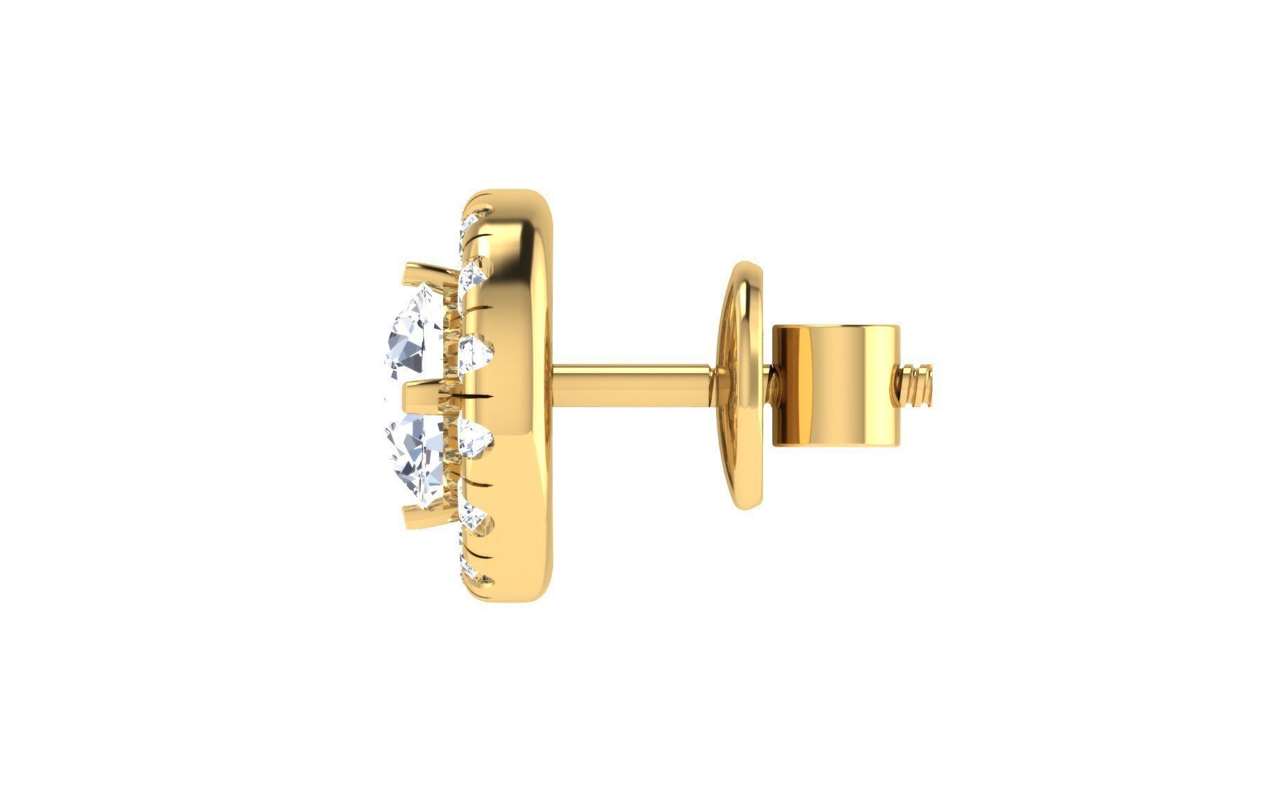 Solitaire Women Stud Earring 3dm STL OBJ FBX Render Details 3D print model_12