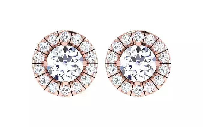 Solitaire Women Stud Earring 3dm STL OBJ FBX Render Details