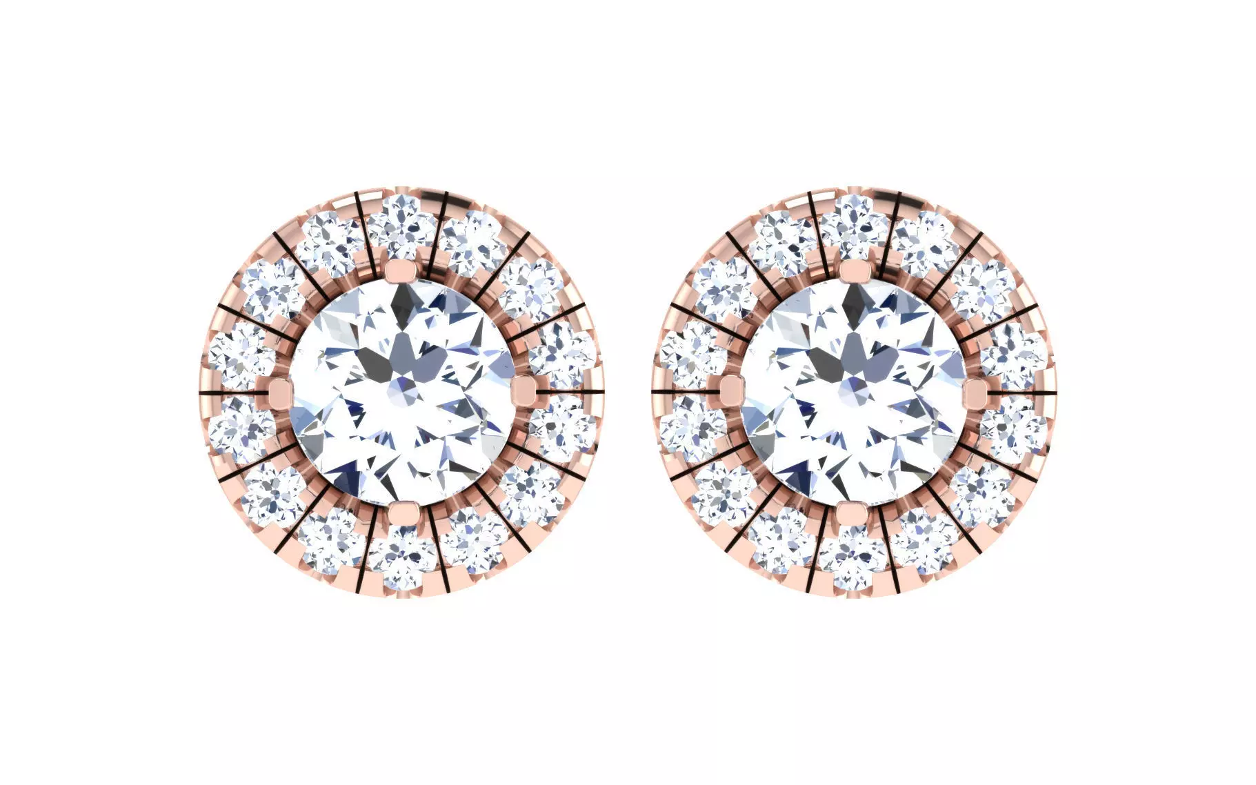 Solitaire Women Stud Earring 3dm STL OBJ FBX Render Details 3D print model_0