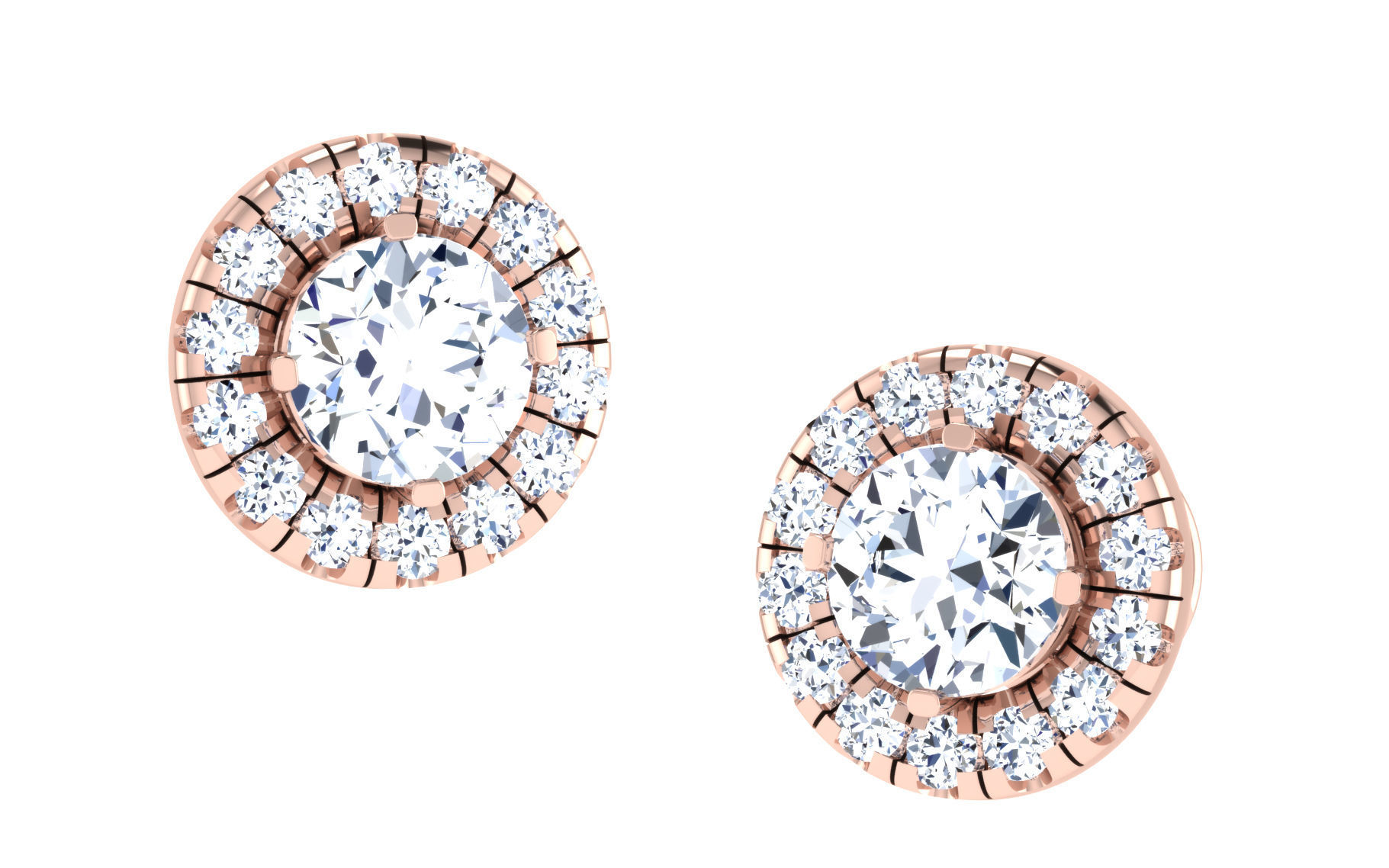 Solitaire Women Stud Earring 3dm STL OBJ FBX Render Details 3D print model_5