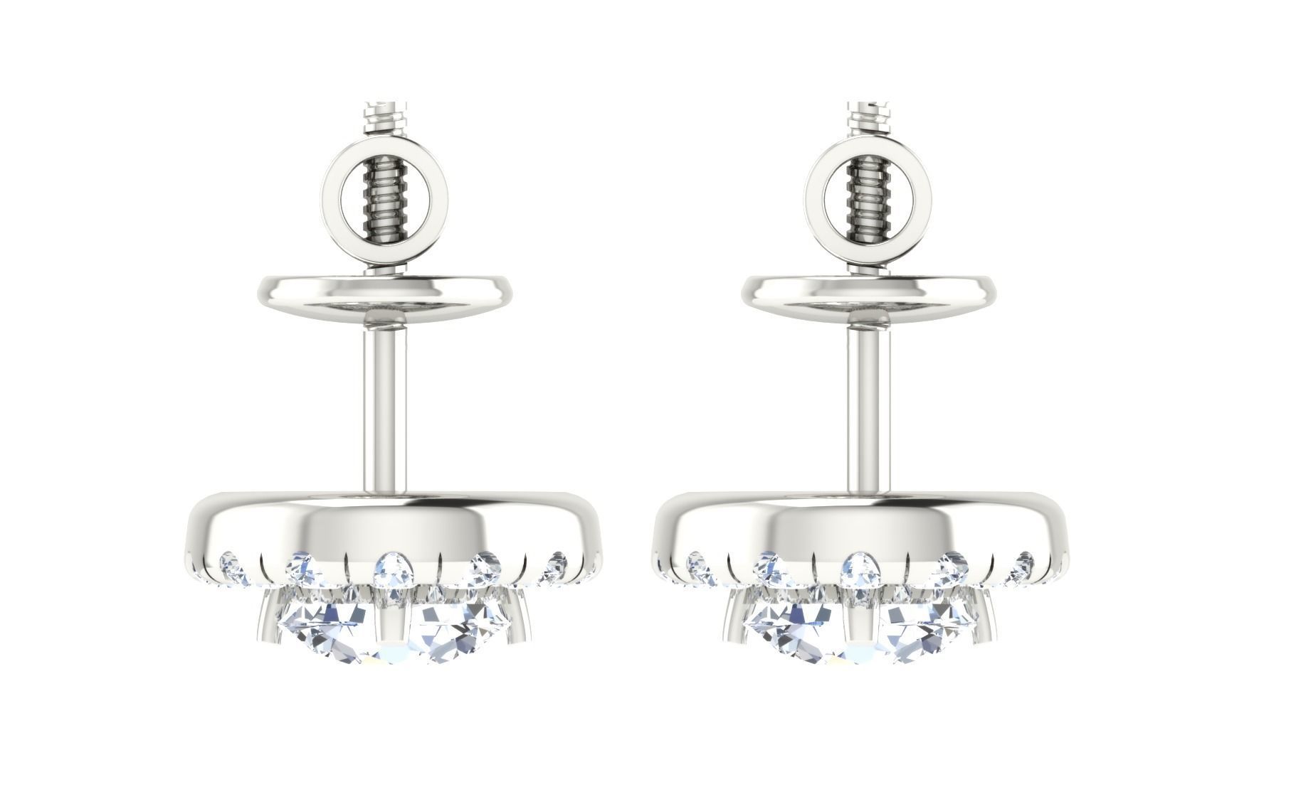 Solitaire Women Stud Earring 3dm STL OBJ FBX Render Details 3D print model_23