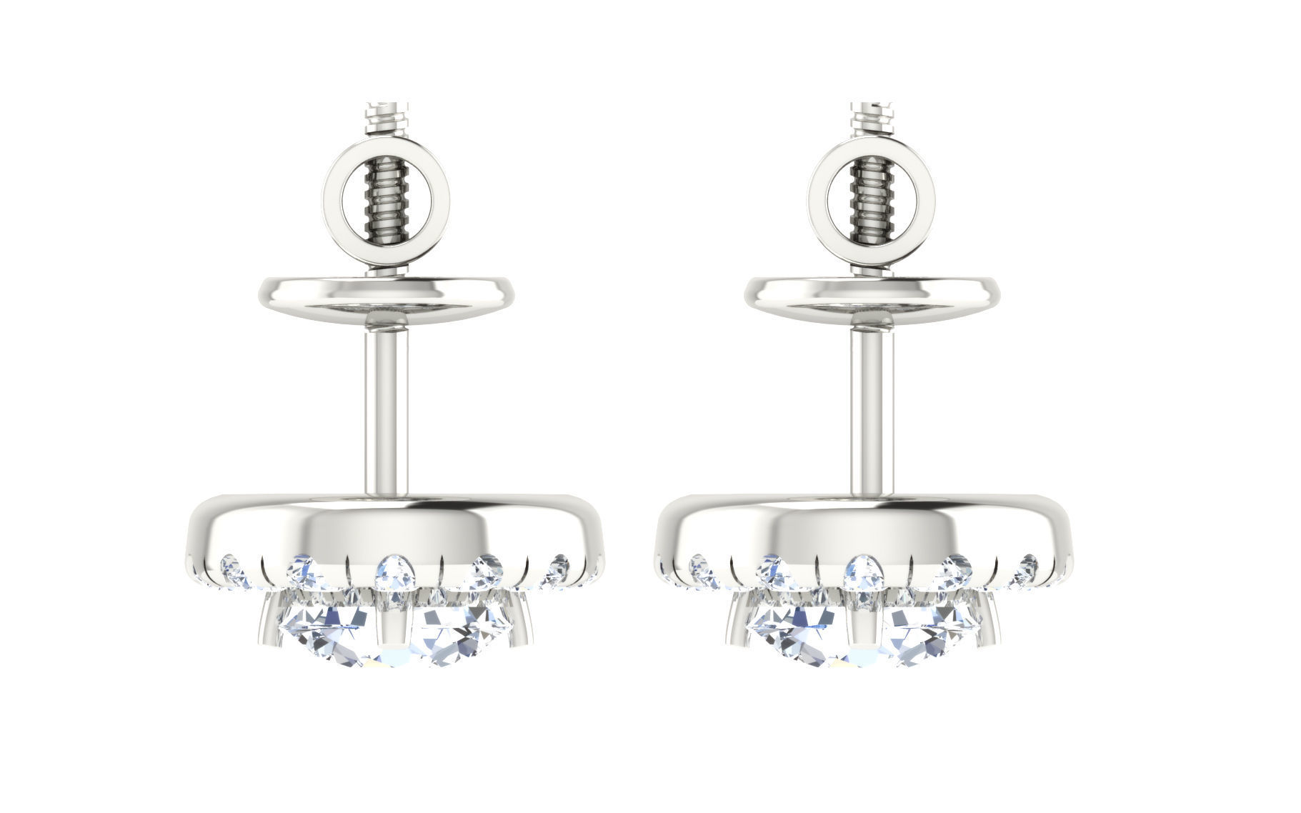 Solitaire Women Stud Earring 3dm STL OBJ FBX Render Details 3D print model_22