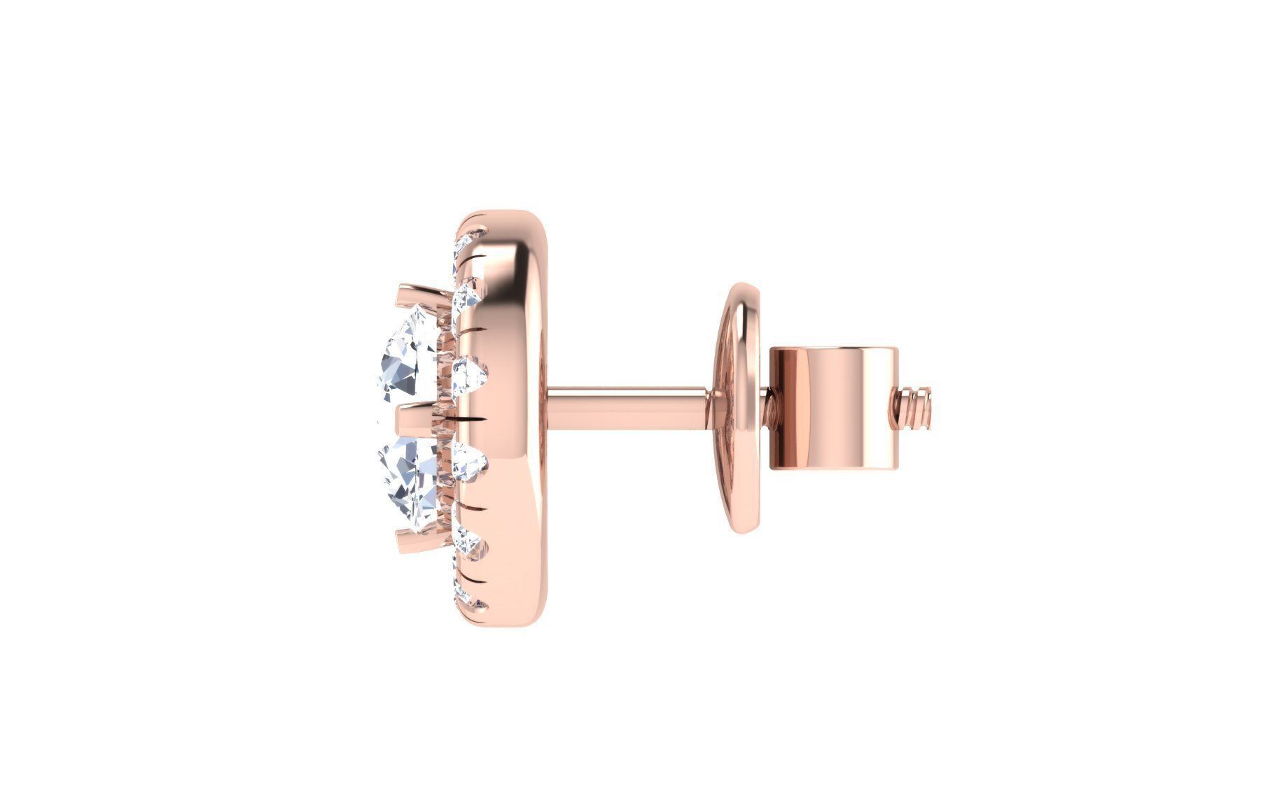 Solitaire Women Stud Earring 3dm STL OBJ FBX Render Details 3D print model_8