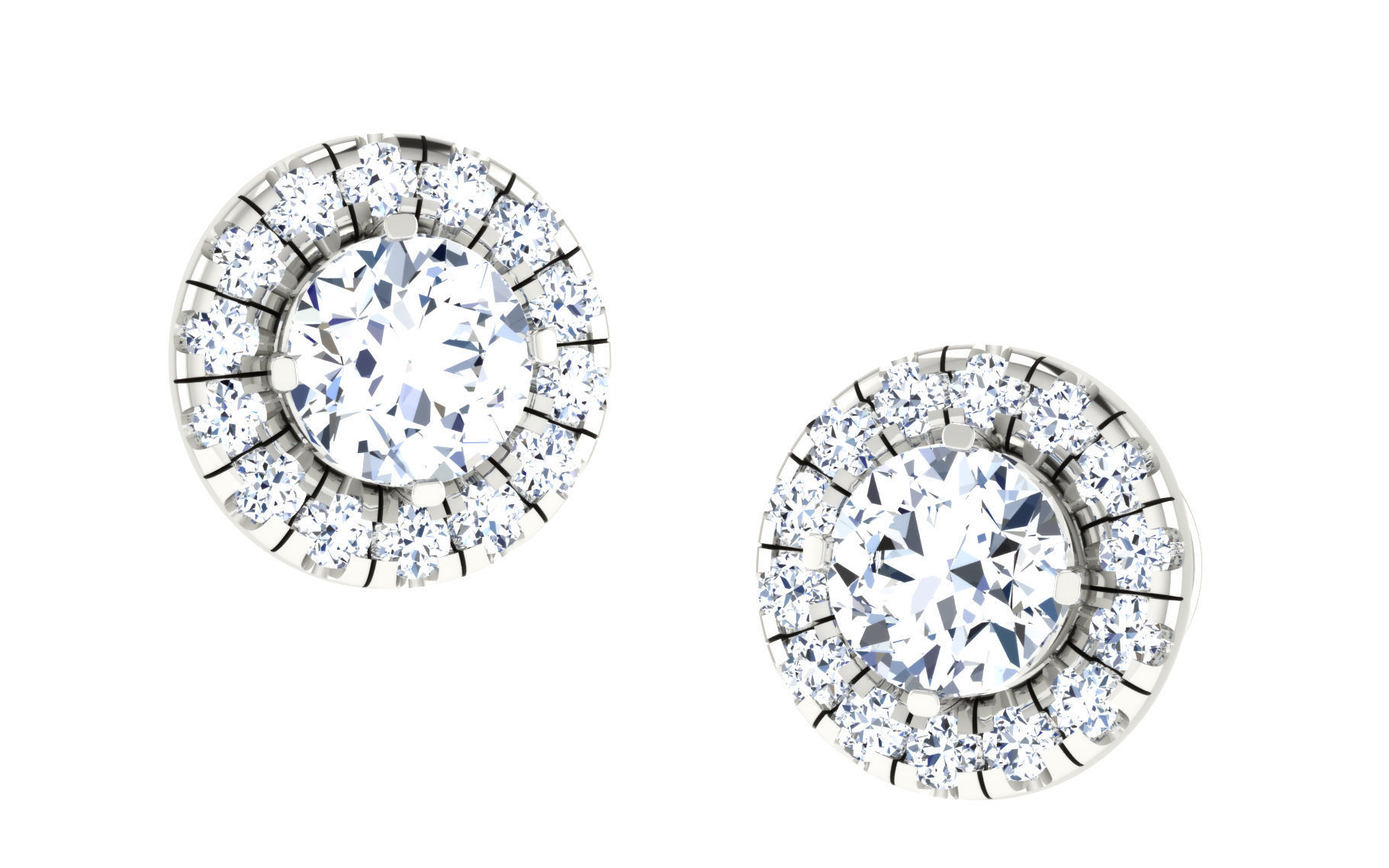 Solitaire Women Stud Earring 3dm STL OBJ FBX Render Details 3D print model_16