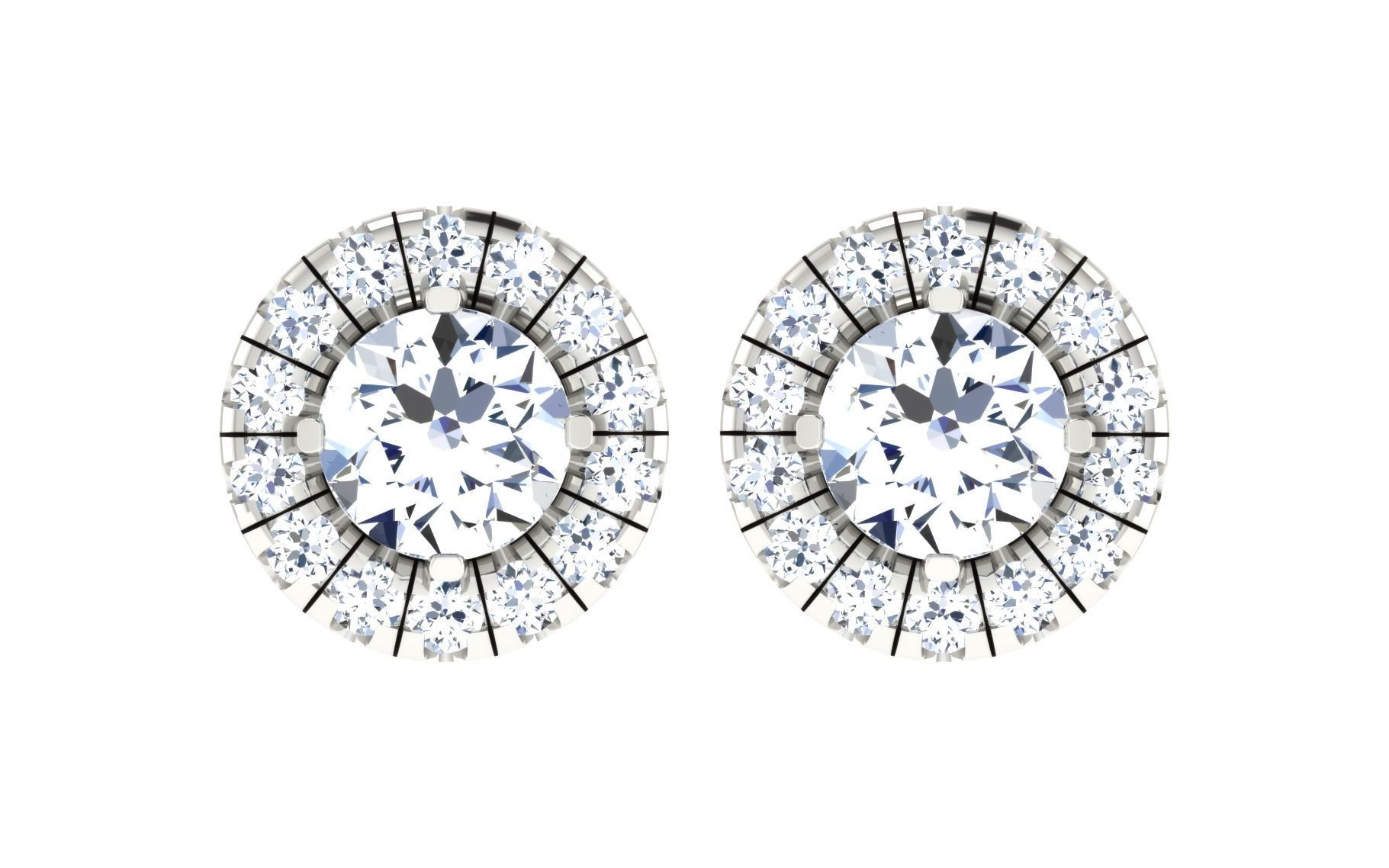 Solitaire Women Stud Earring 3dm STL OBJ FBX Render Details 3D print model_19