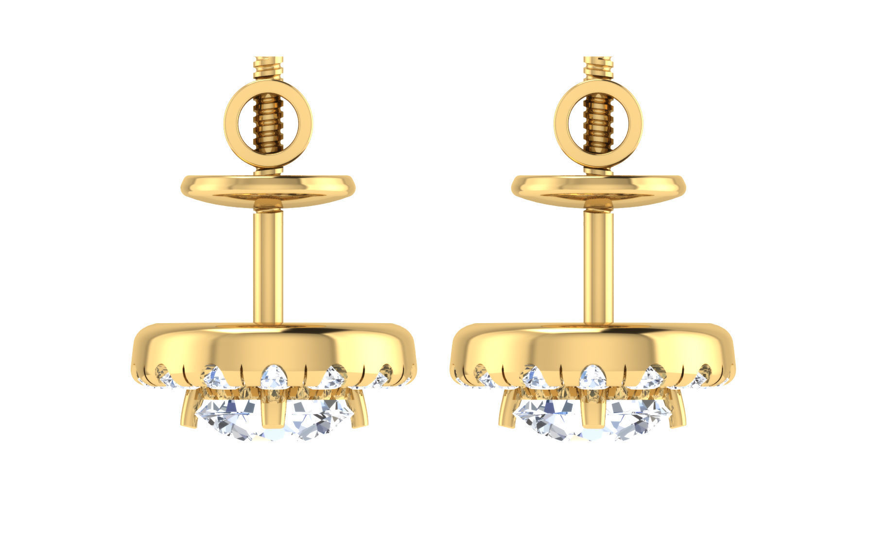 Solitaire Women Stud Earring 3dm STL OBJ FBX Render Details 3D print model_14