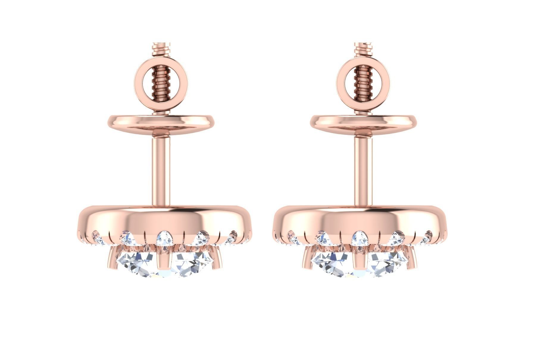 Solitaire Women Stud Earring 3dm STL OBJ FBX Render Details 3D print model_11