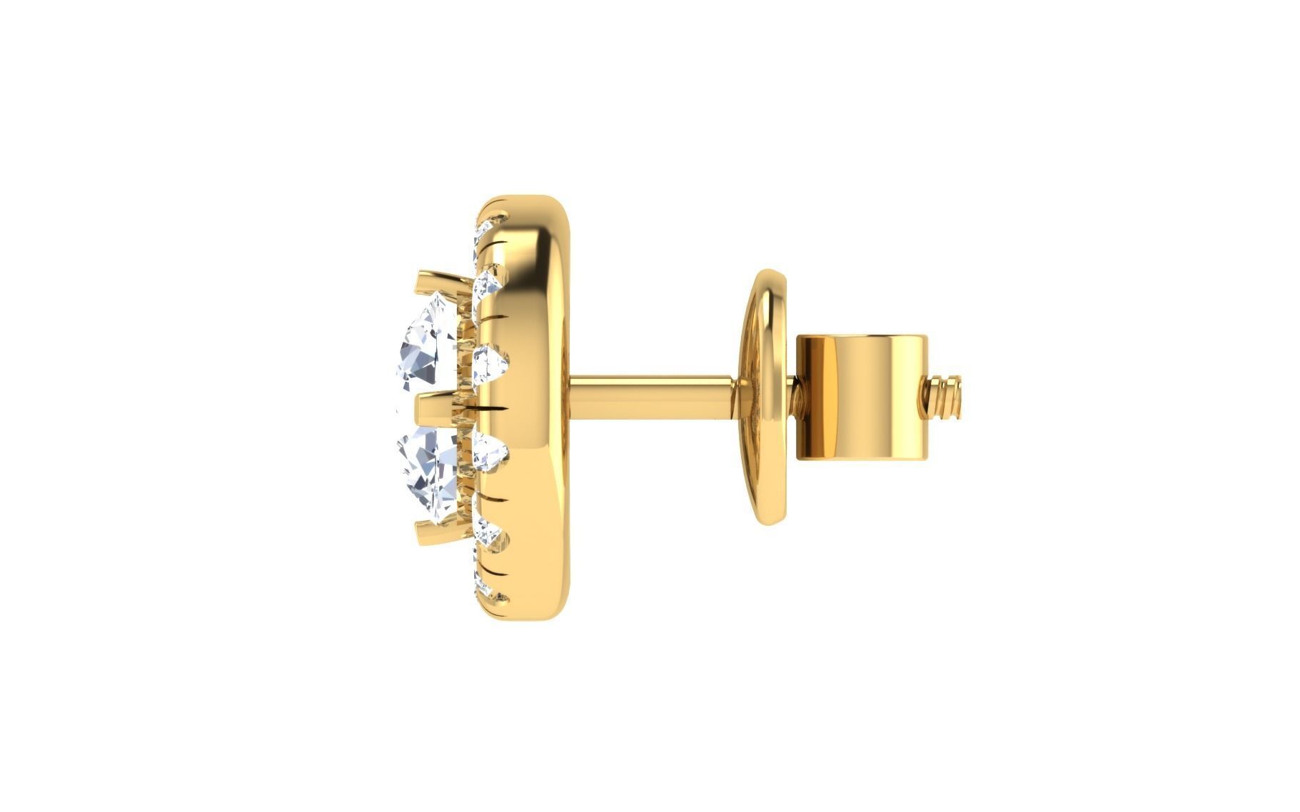 Solitaire Women Stud Earring 3dm STL OBJ FBX Render Details 3D print model_13
