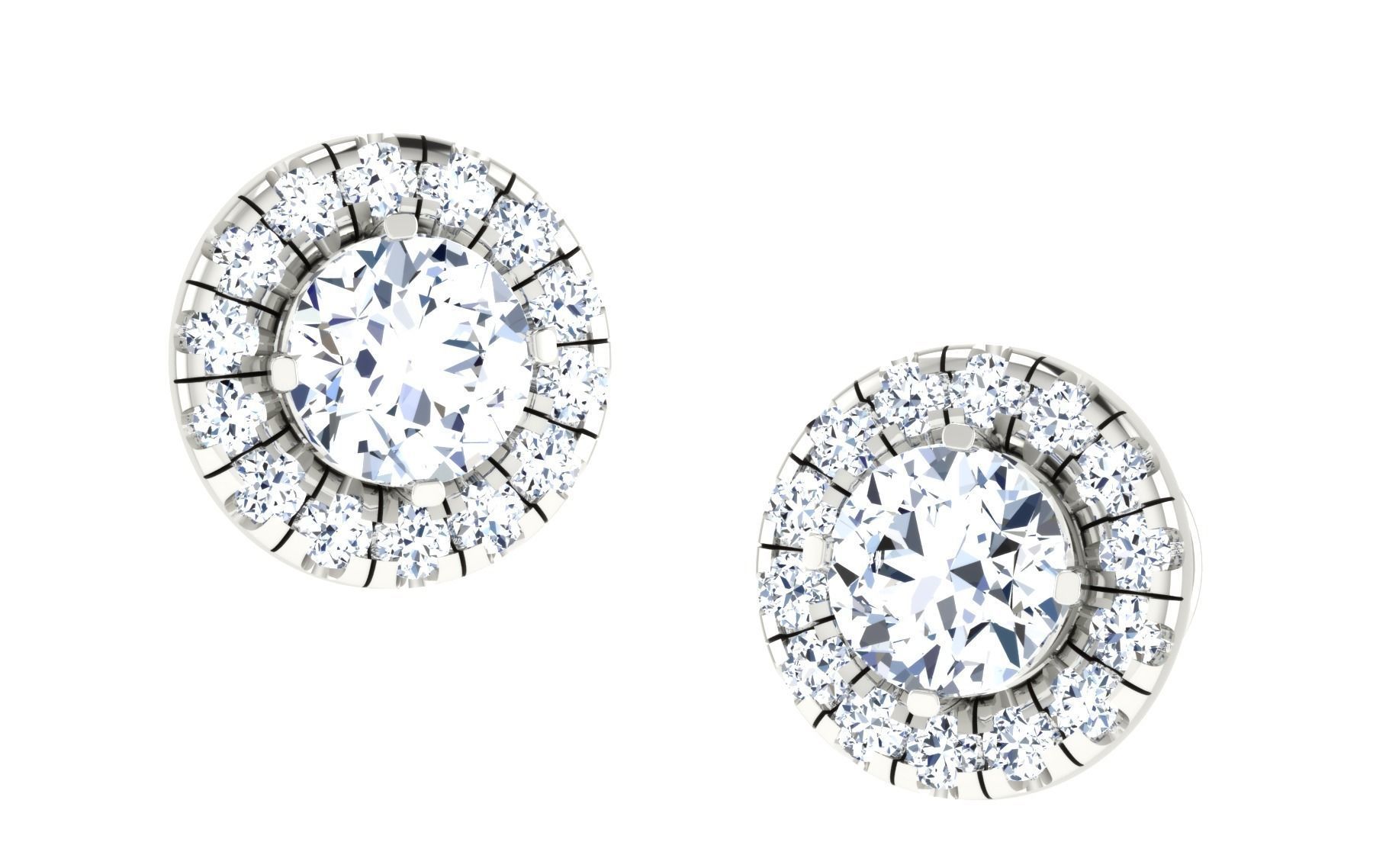 Solitaire Women Stud Earring 3dm STL OBJ FBX Render Details 3D print model_17