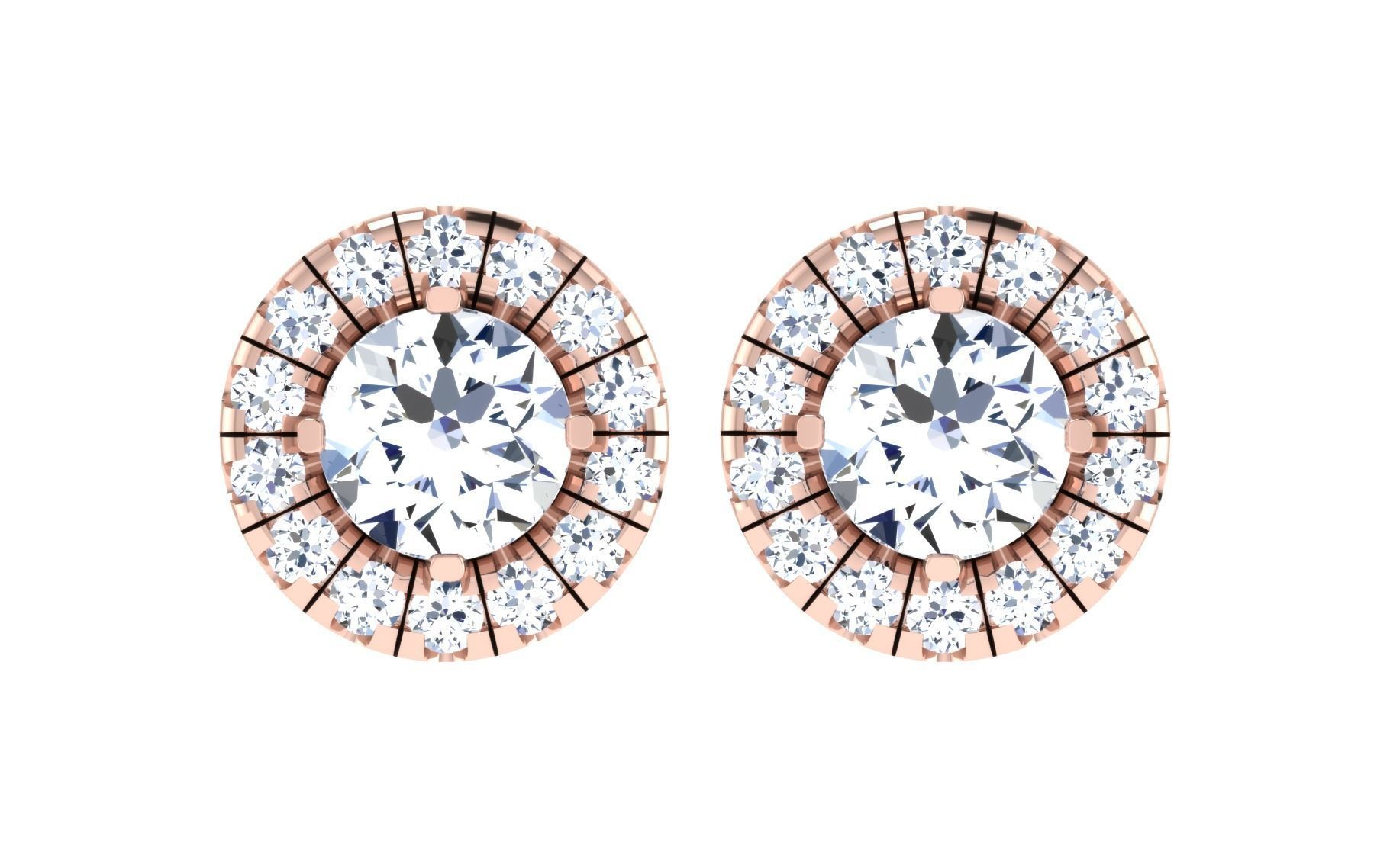 Solitaire Women Stud Earring 3dm STL OBJ FBX Render Details 3D print model_7