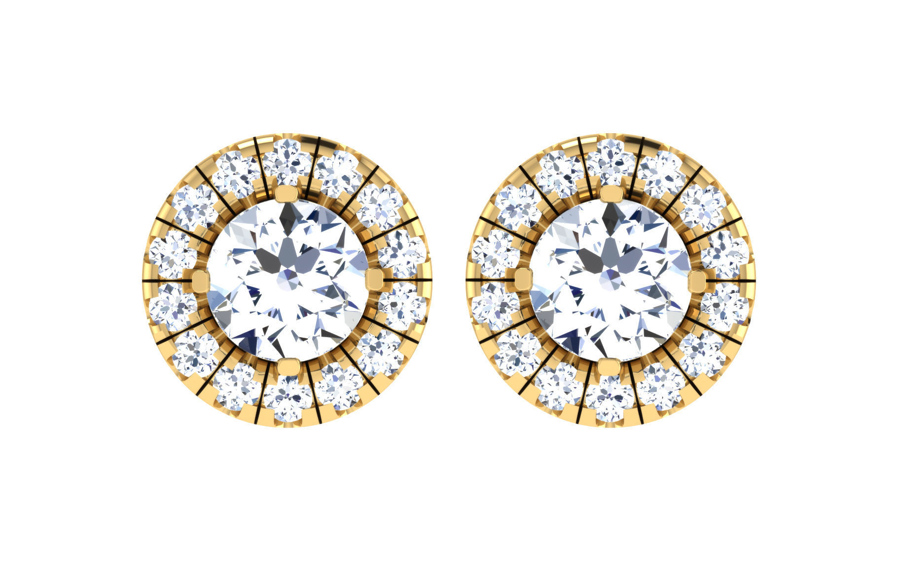 Solitaire Women Stud Earring 3dm STL OBJ FBX Render Details 3D print model_3