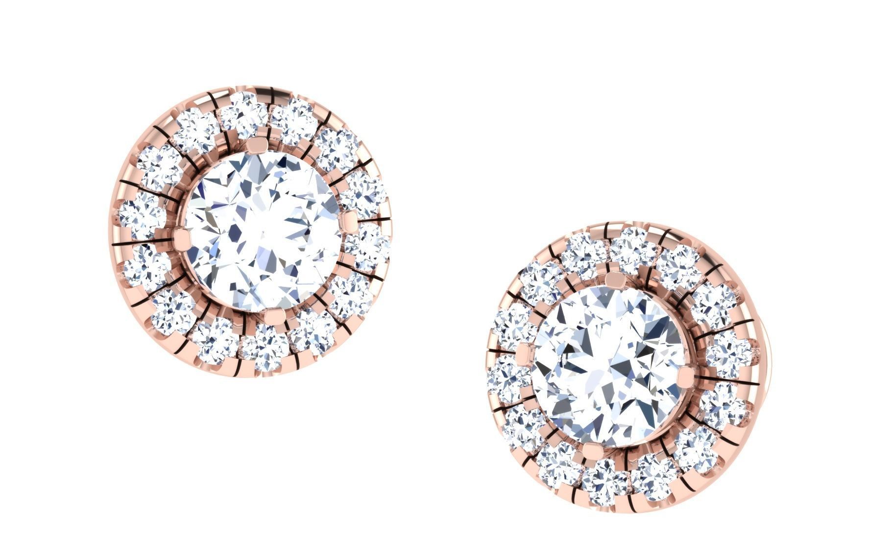 Solitaire Women Stud Earring 3dm STL OBJ FBX Render Details 3D print model_6