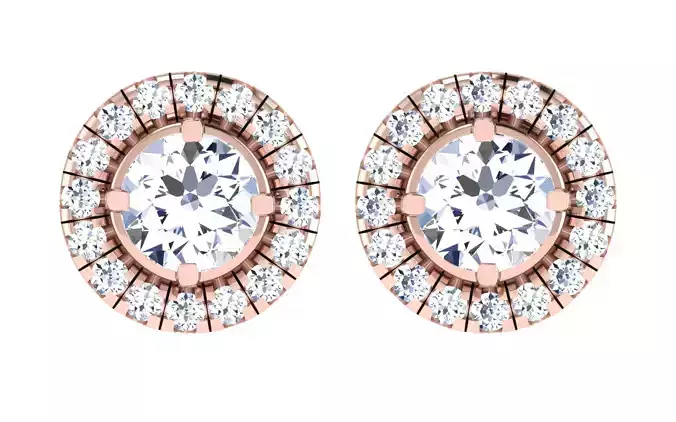 Solitaire Women Stud Earring 3dm STL OBJ FBX Render Details