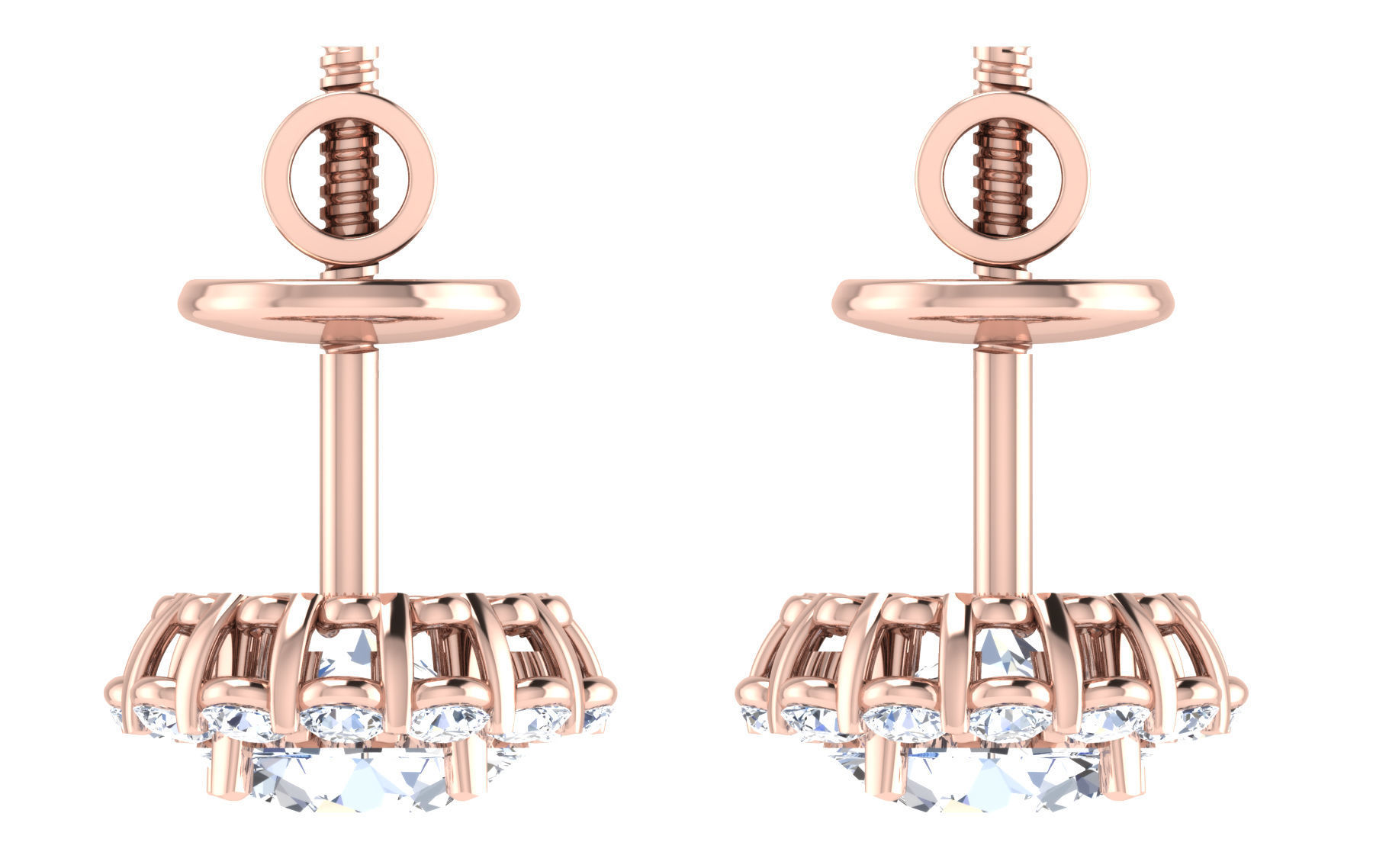 Solitaire Women Stud Earring 3dm STL OBJ FBX Render Details 3D print model_14