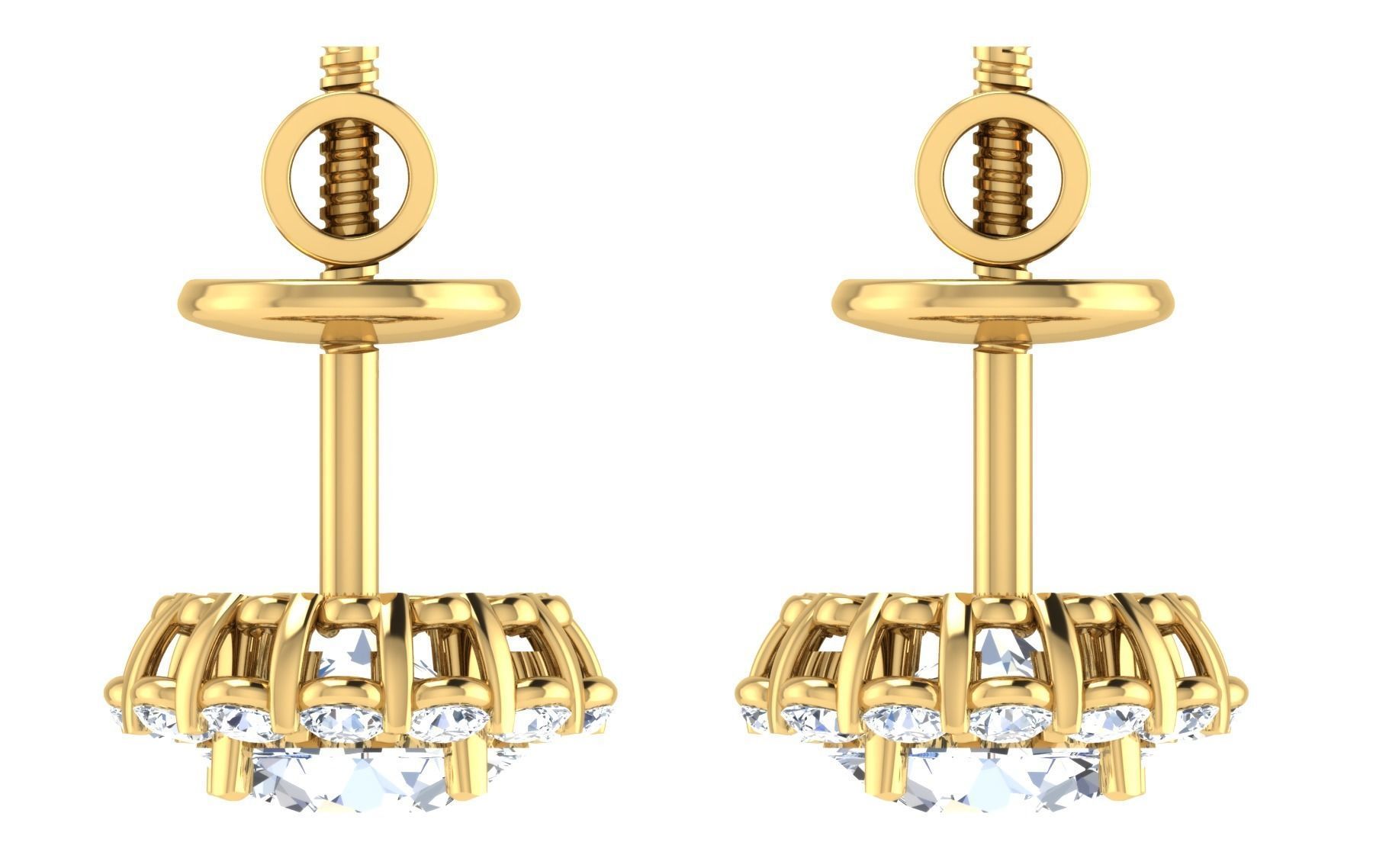 Solitaire Women Stud Earring 3dm STL OBJ FBX Render Details 3D print model_8