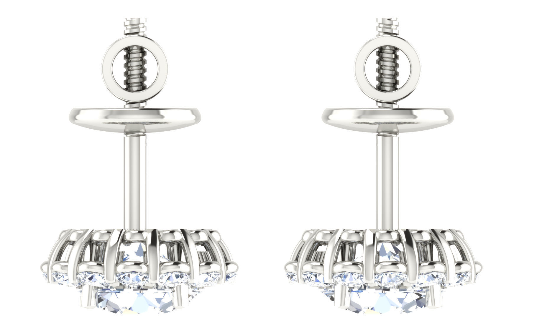 Solitaire Women Stud Earring 3dm STL OBJ FBX Render Details 3D print model_22