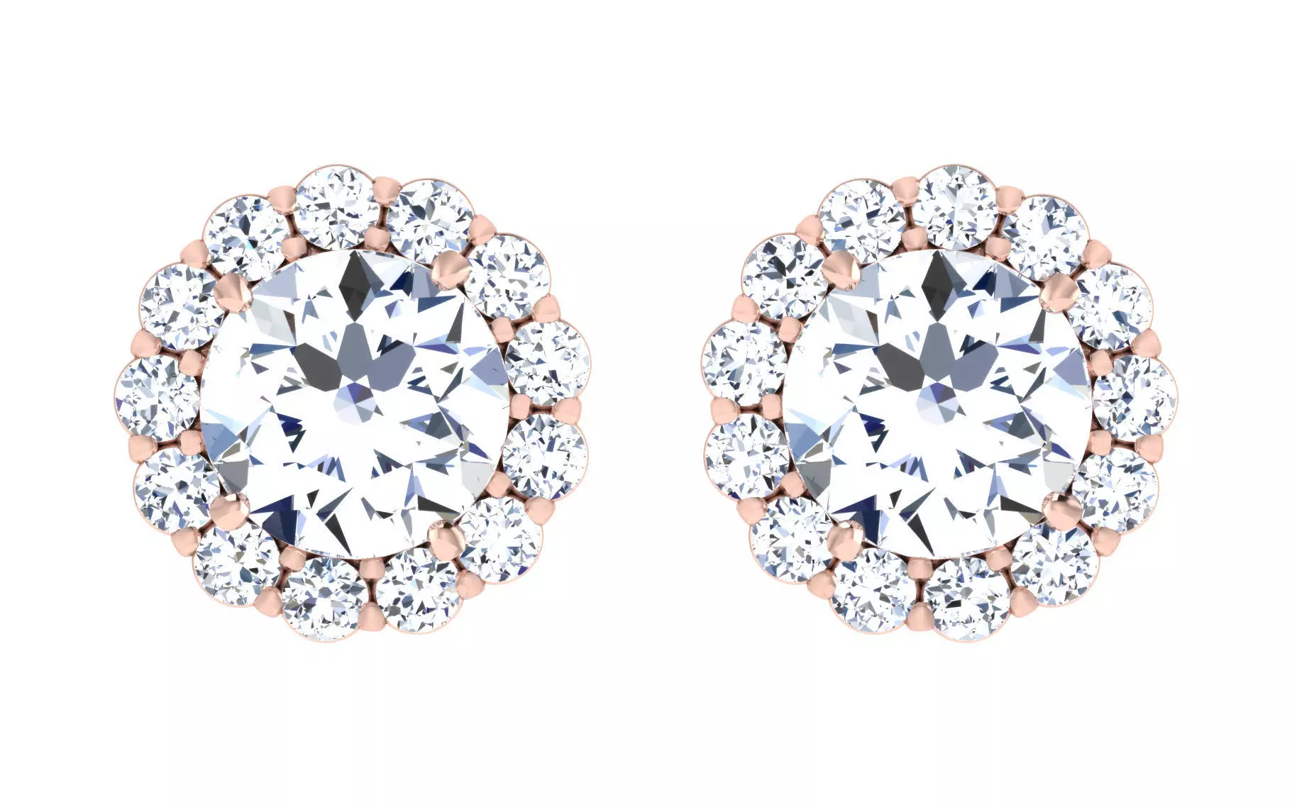 Solitaire Women Stud Earring 3dm STL OBJ FBX Render Details 3D print model_0