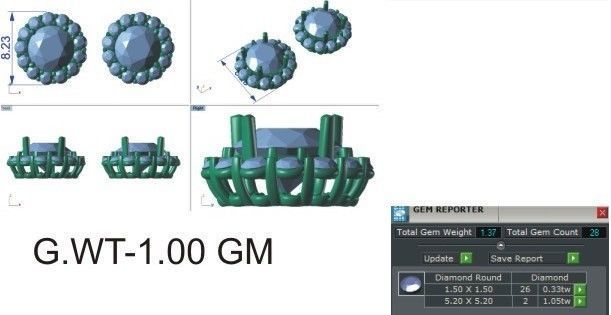 Solitaire Women Stud Earring 3dm STL OBJ FBX Render Details 3D print model_24