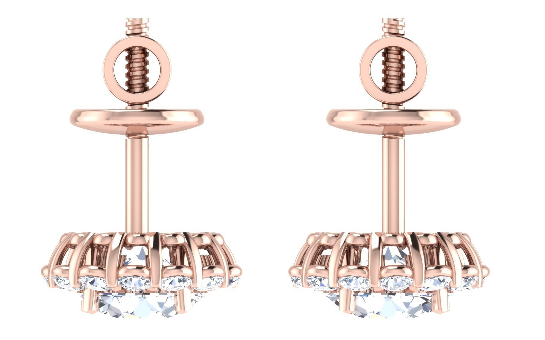 Solitaire Women Stud Earring 3dm STL OBJ FBX Render Details 3D print model_15